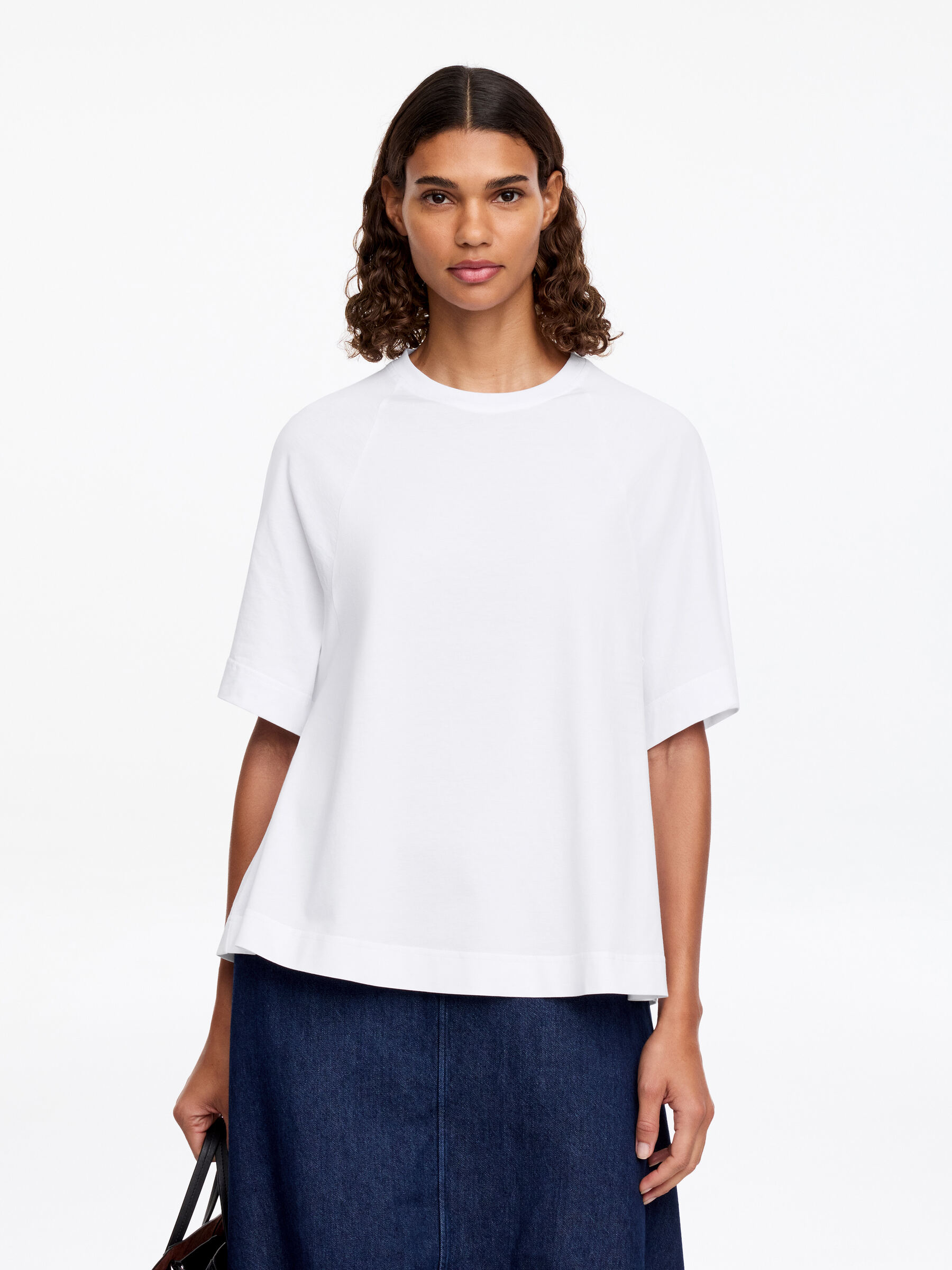 A-Line Cotton T-Shirt-#FFFFFF-19276