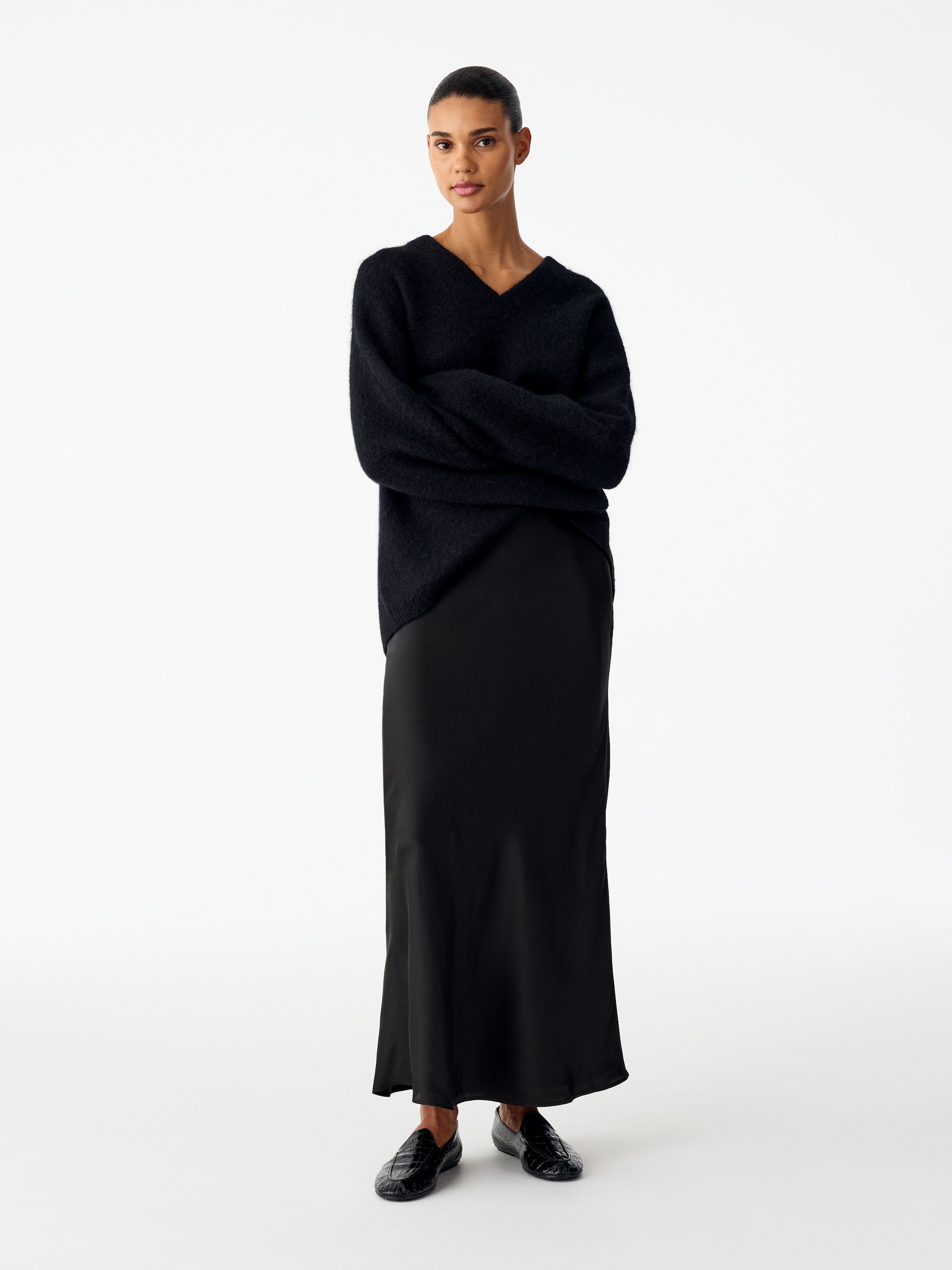 Gonna in raso di seta-Black-21128