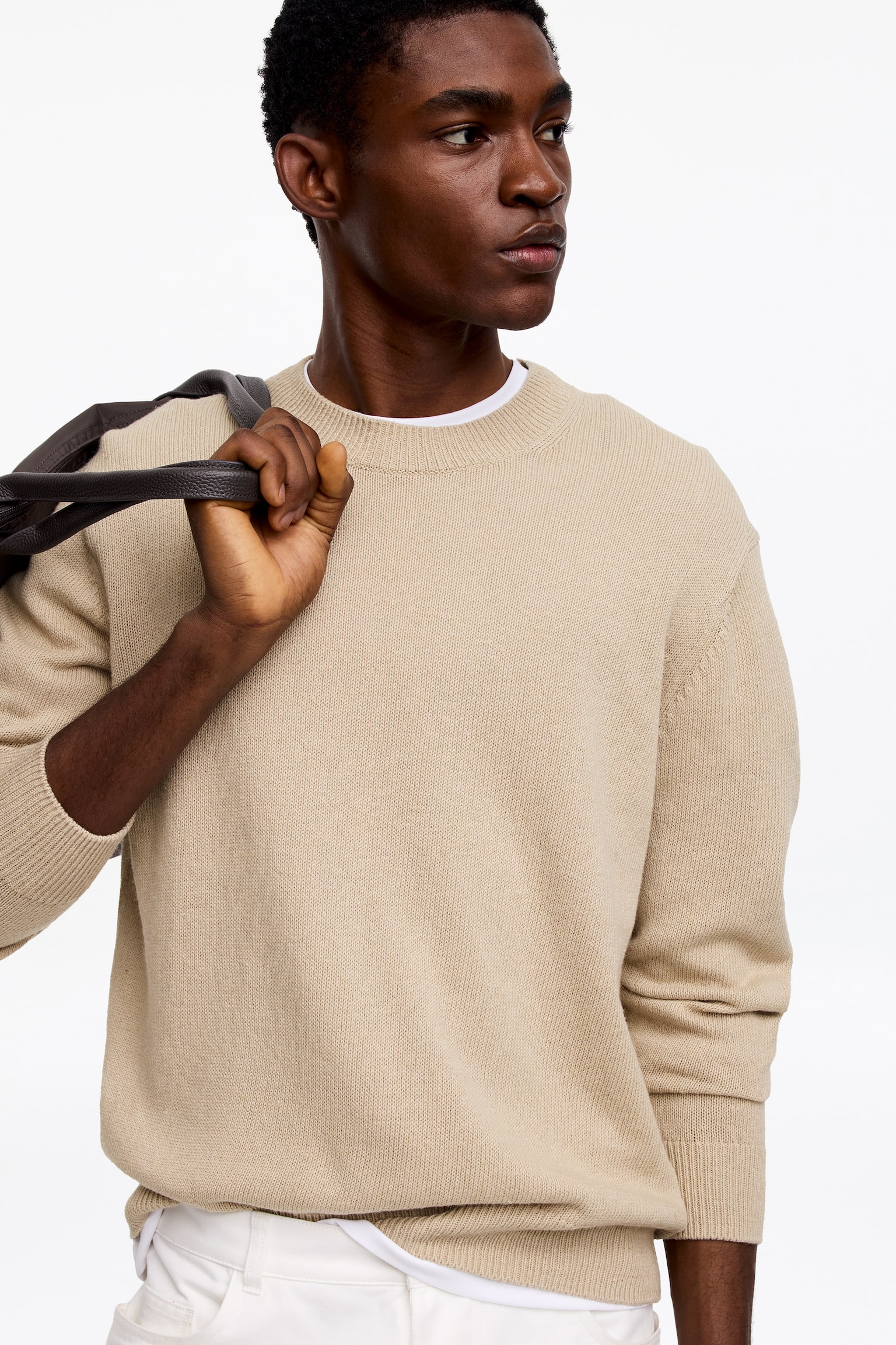 Tröja i linne och bomull - Beige/Dimrosa - 5