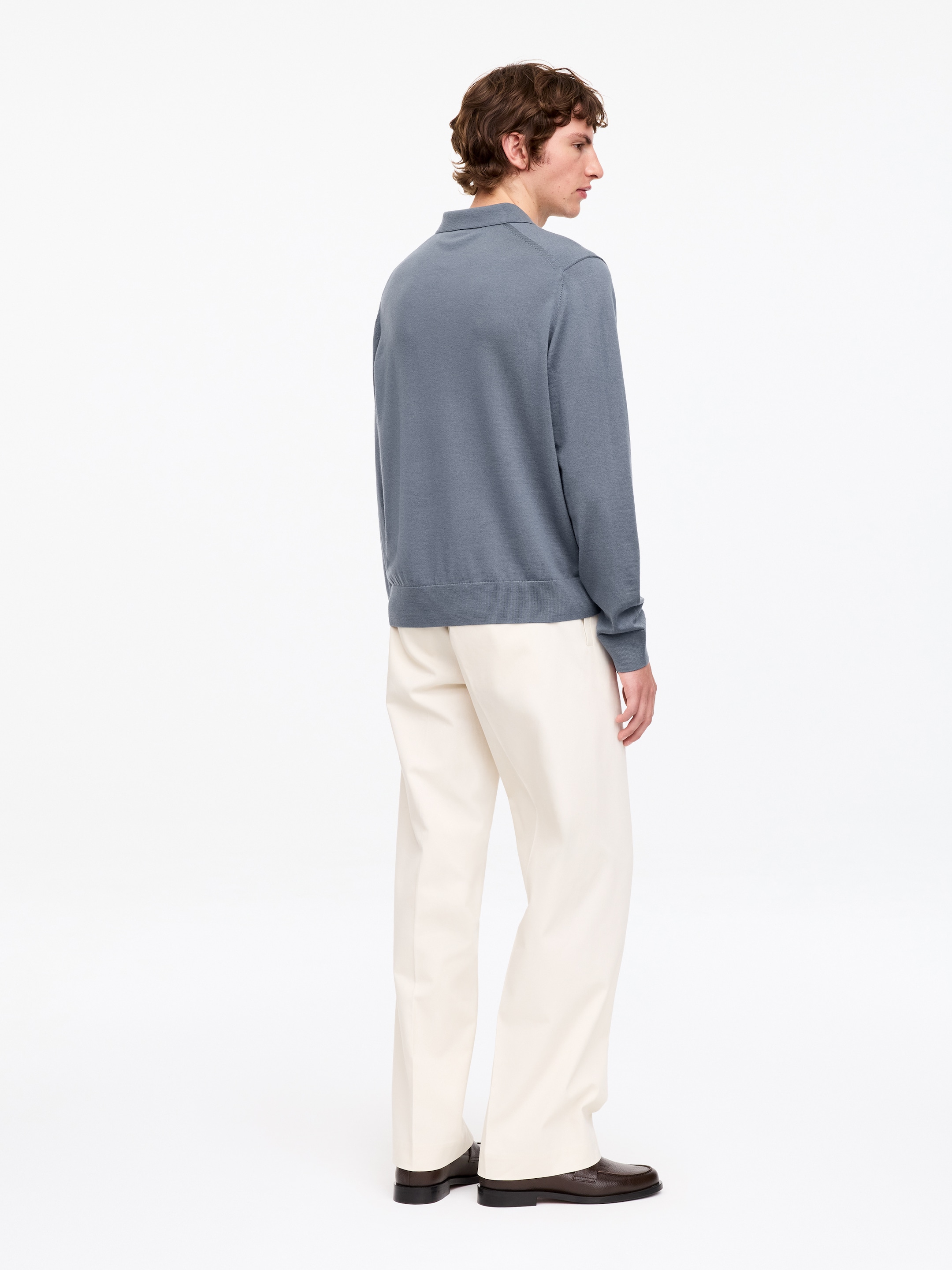 Maglione in stile polo in lana merino - Grigio acciaio - Regular fit - Men - StillMedia/Lookbook - 3