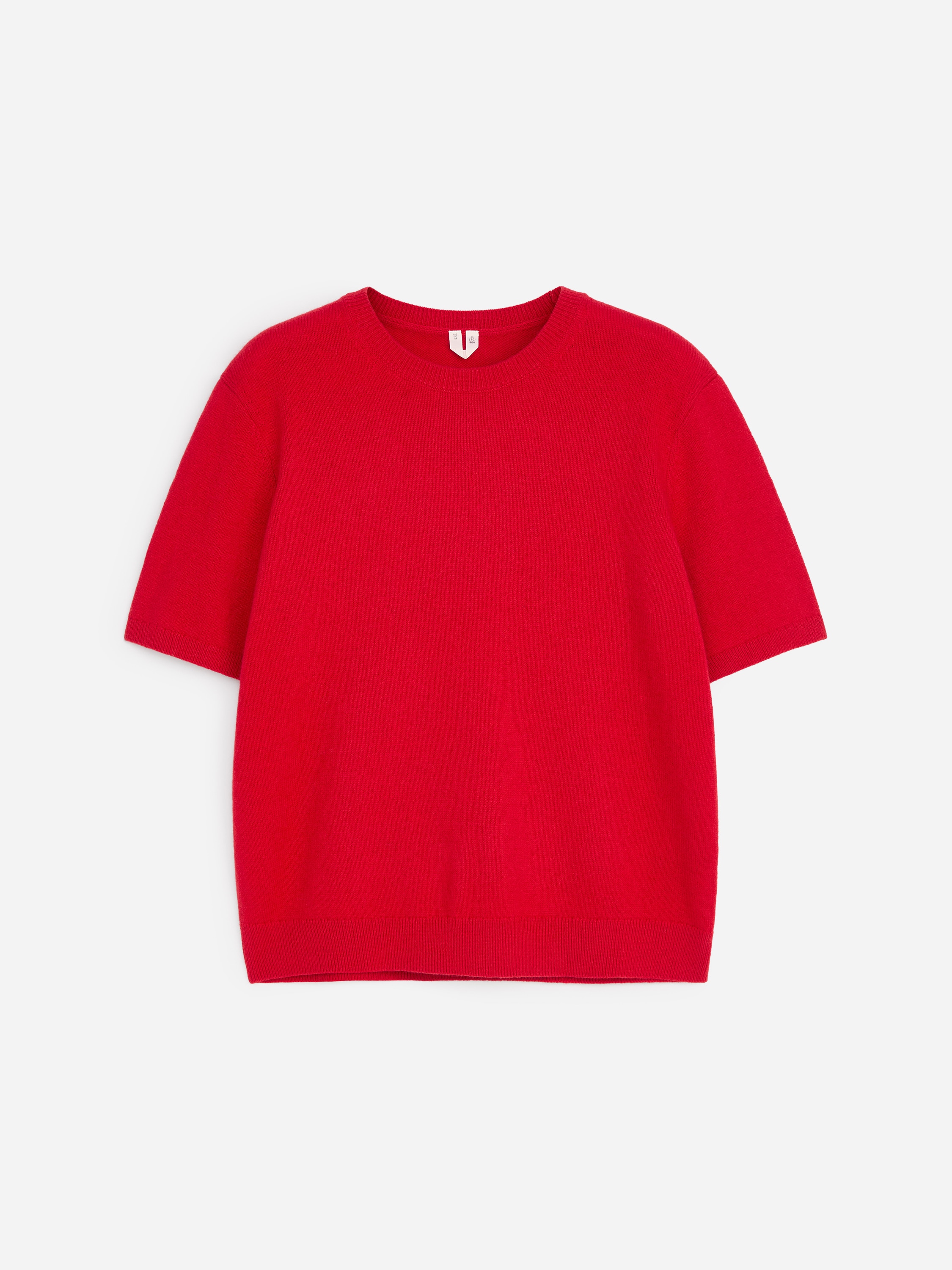 Trui van wol en katoen met korte mouwen - Rood