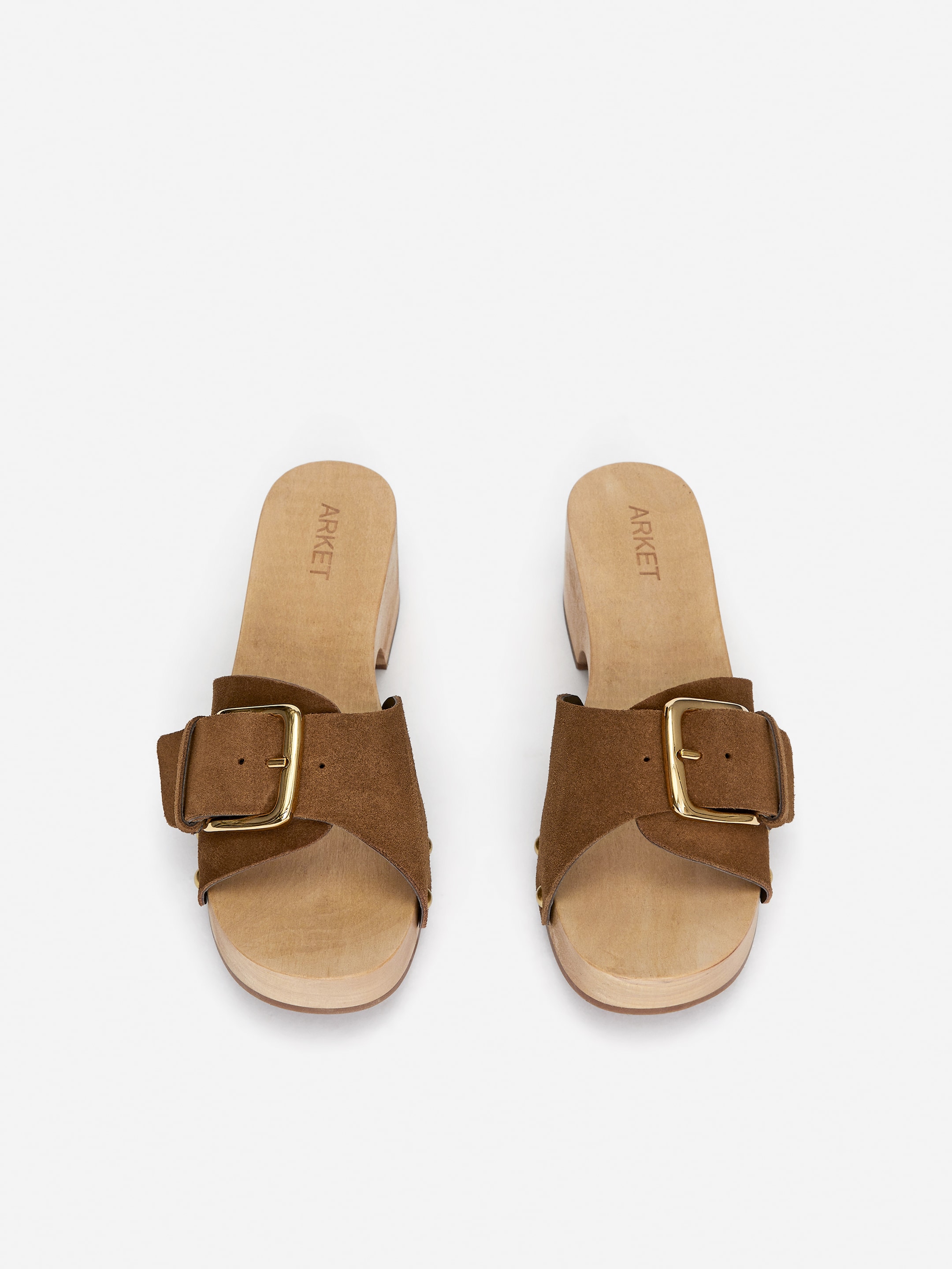 Zobrazit větší obrázek: Semišové dřeváky - Brown/Beige - ŽENY | H&M CZ 6