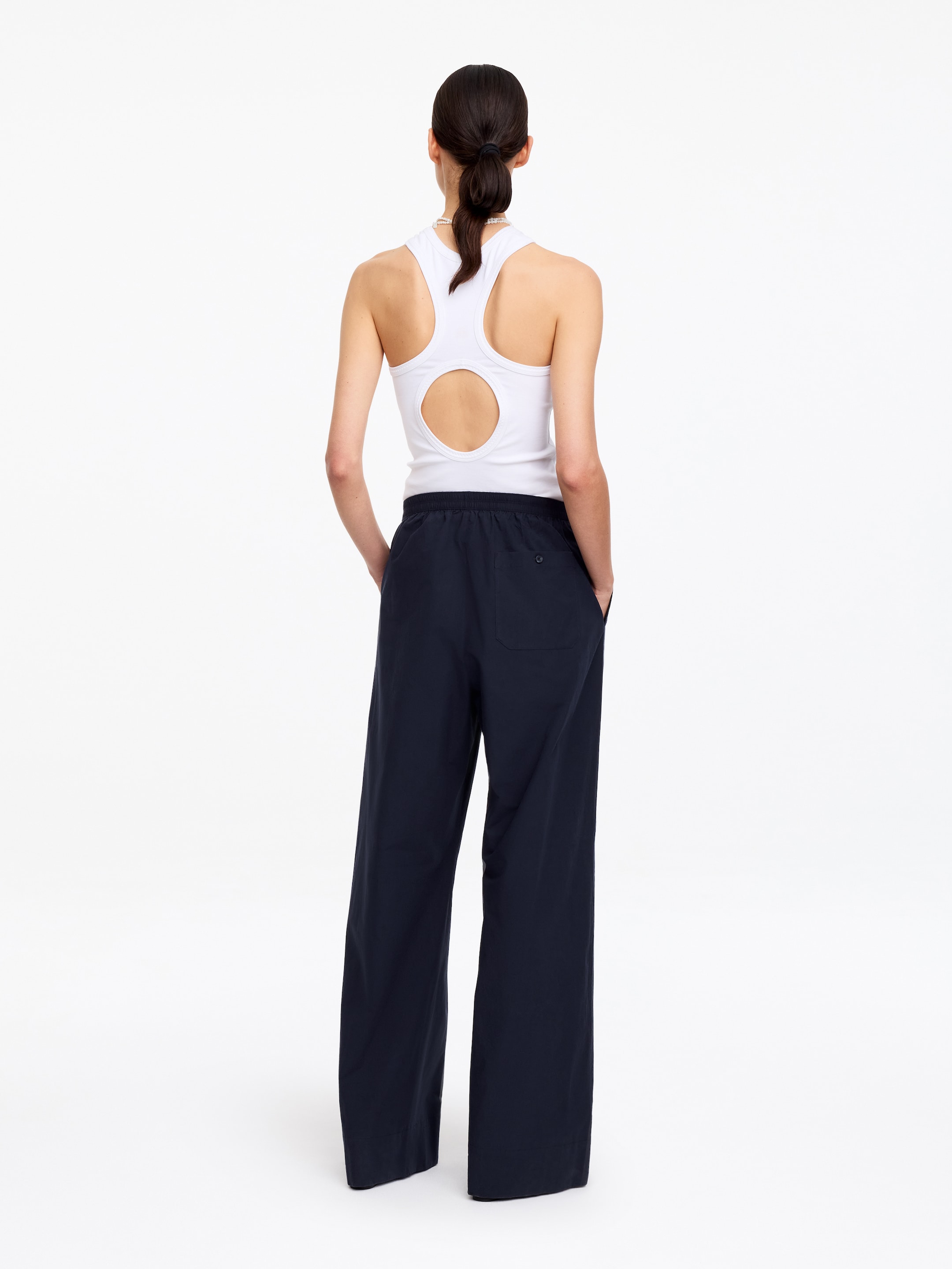 Relaxed Cotton Trousers - Dark Blue - Relaxed fit - Women - StillMedia/Lookbook - 6