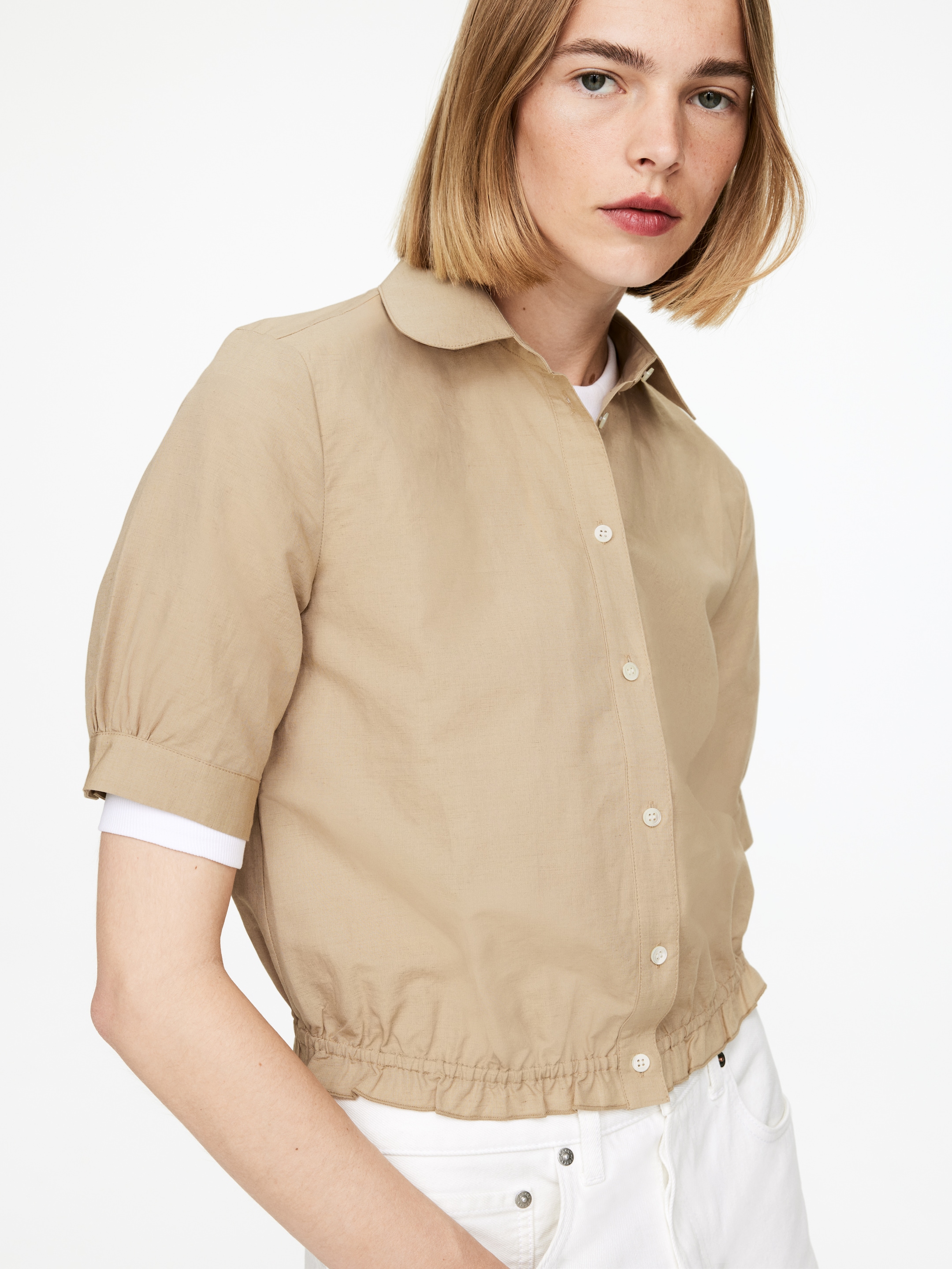 Agrandir l'image: Chemisier à col rond - Beige - FEMME | H&M FR 4