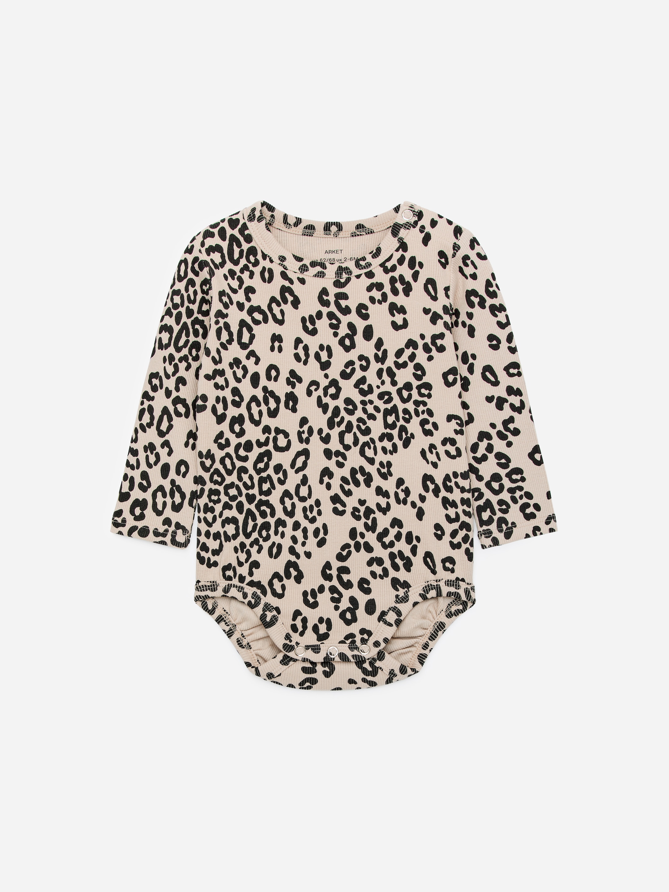 Ingrandisci l'immagine: Ribbed Long-Sleeve Bodysuit - Beige/Black - BAMBINO | H&M CH 1