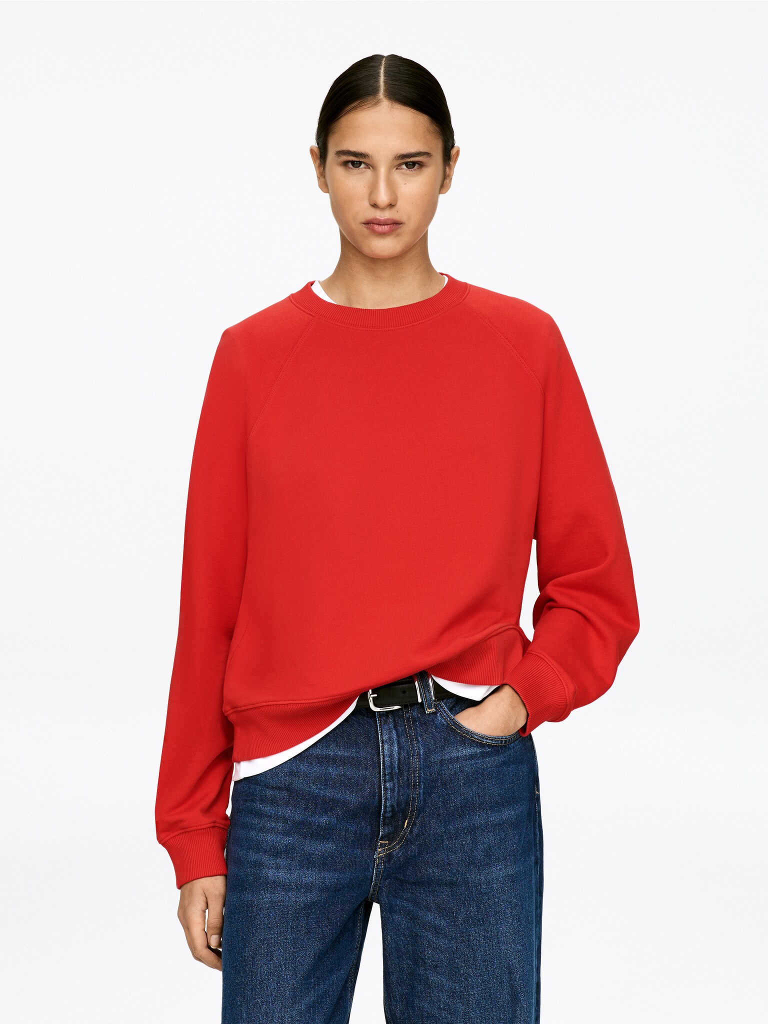 Sweat en éponge - Rouge/Beige poudré/Marron foncé/Noir/Gris chiné/Marron foncé/Rose/Bleu foncé/Mauve/Vert/Bleu - 1