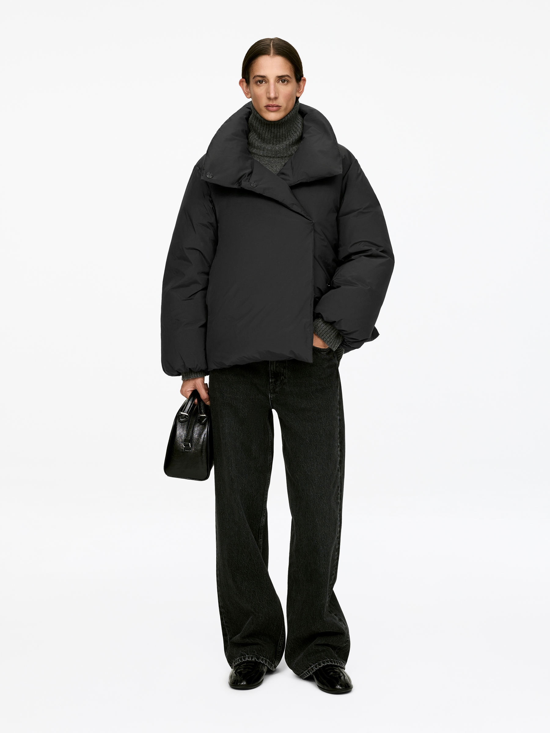 Upcycled Down High-Collar Jacket-#272628-13281