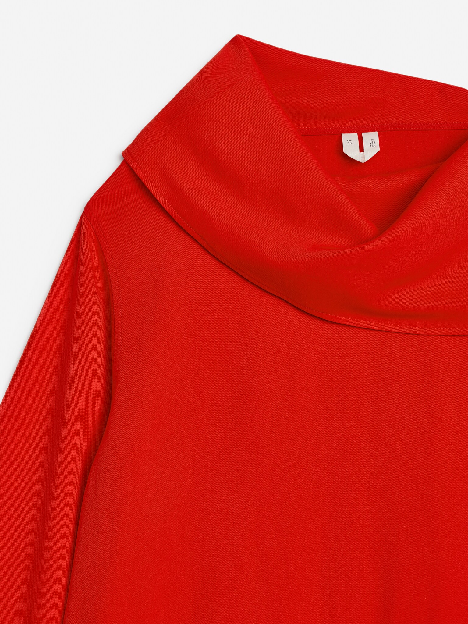 Fold-Collar Blouse - Red - 2