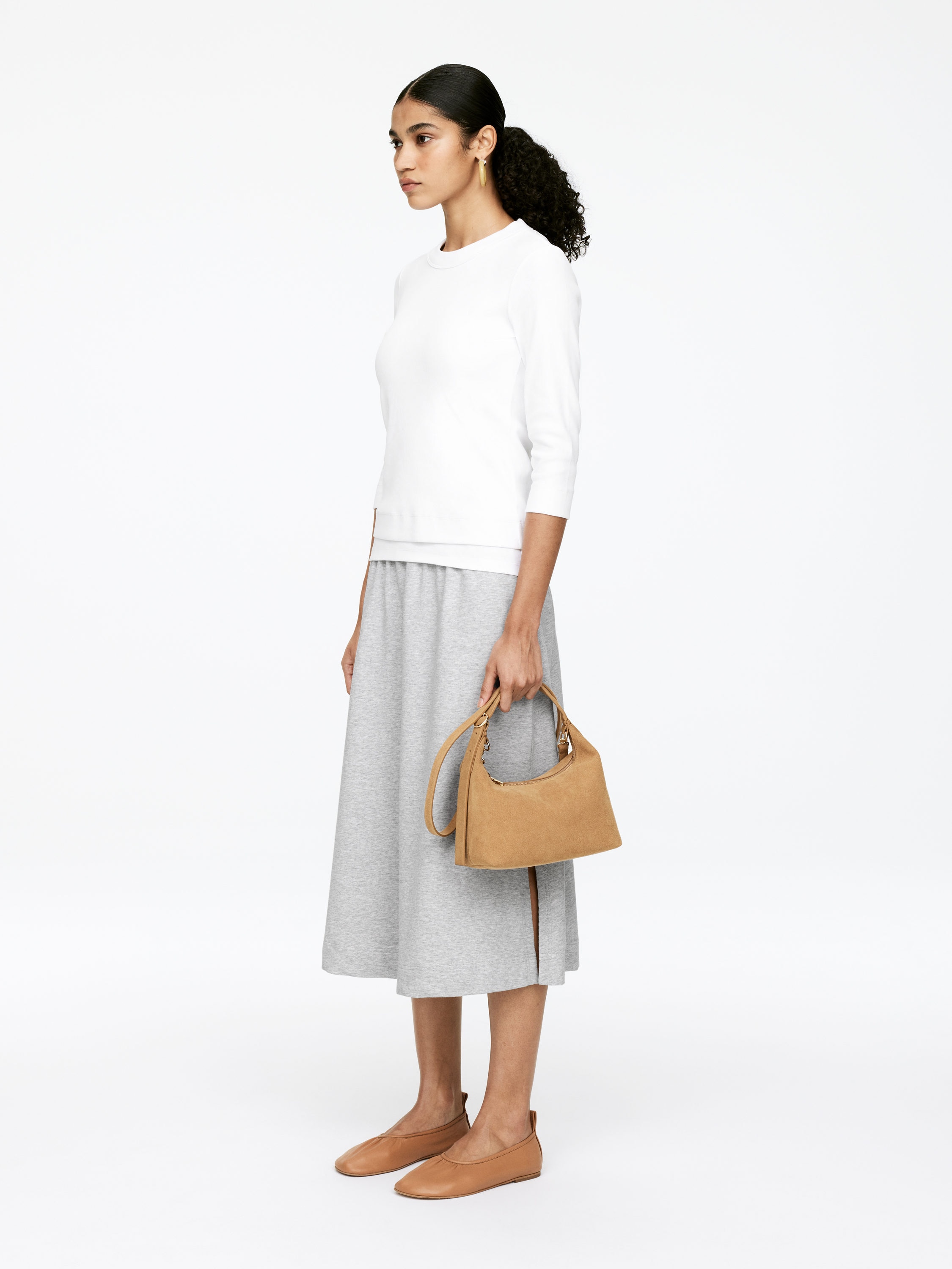 Drawstring Terry Skirt - Grey Melange - Regular fit - Women - StillMedia/Lookbook - 3
