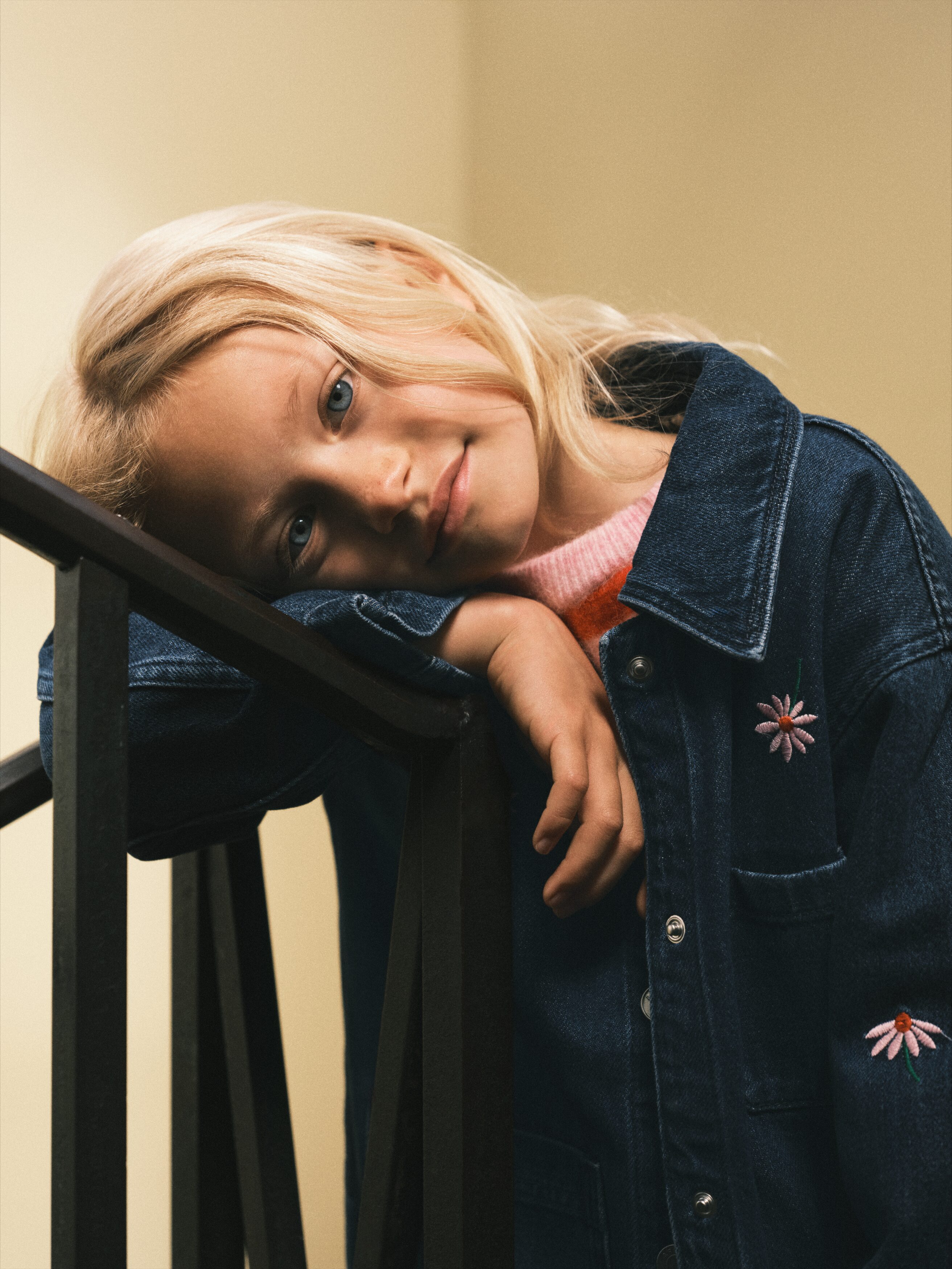 Jachetă De Lucru Din Denim Brodată - Albastru/Imprimeuri Florale
