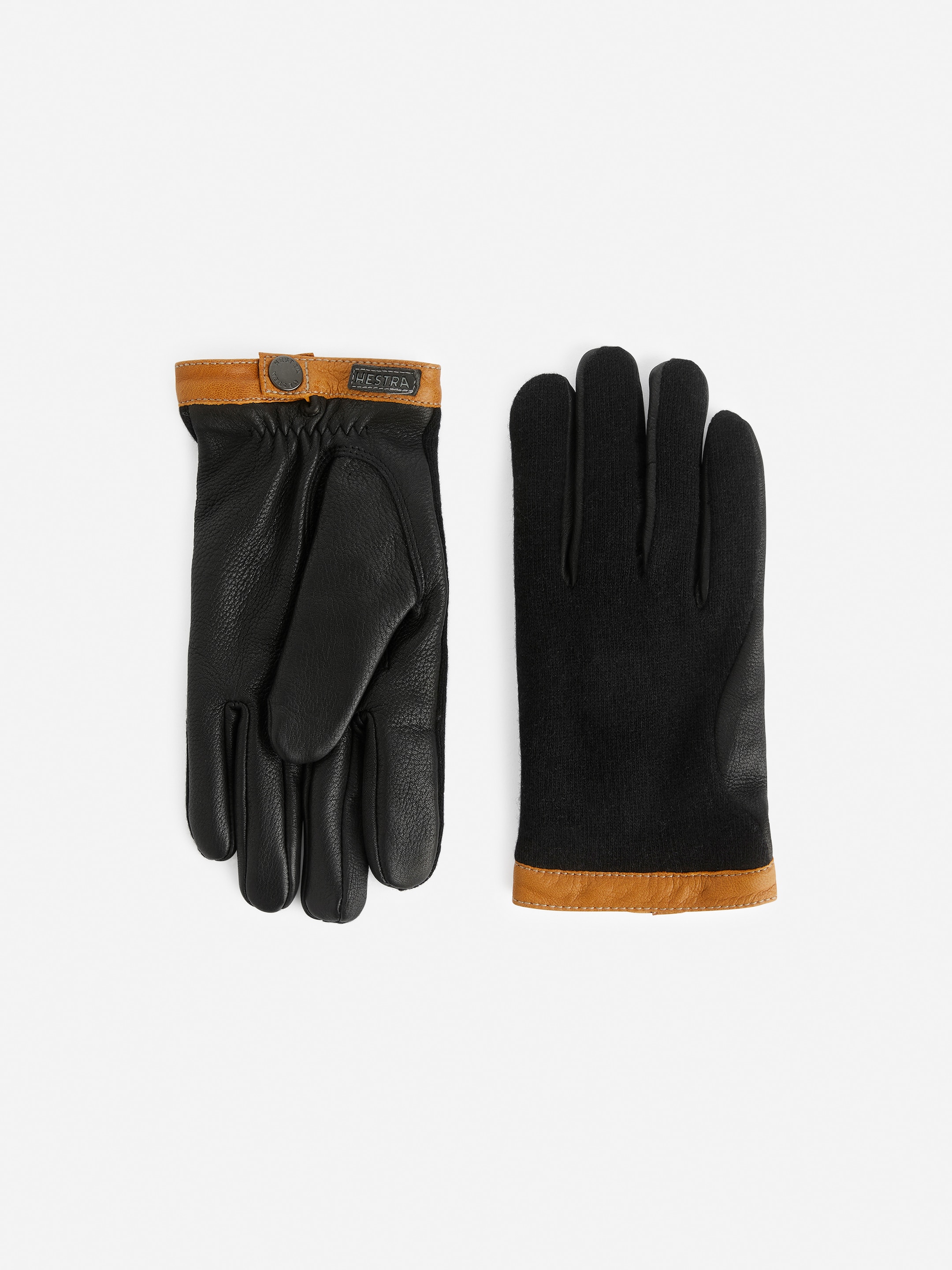 Guantes de lana de tricot de piel de ciervo Hestra-#000000-13148