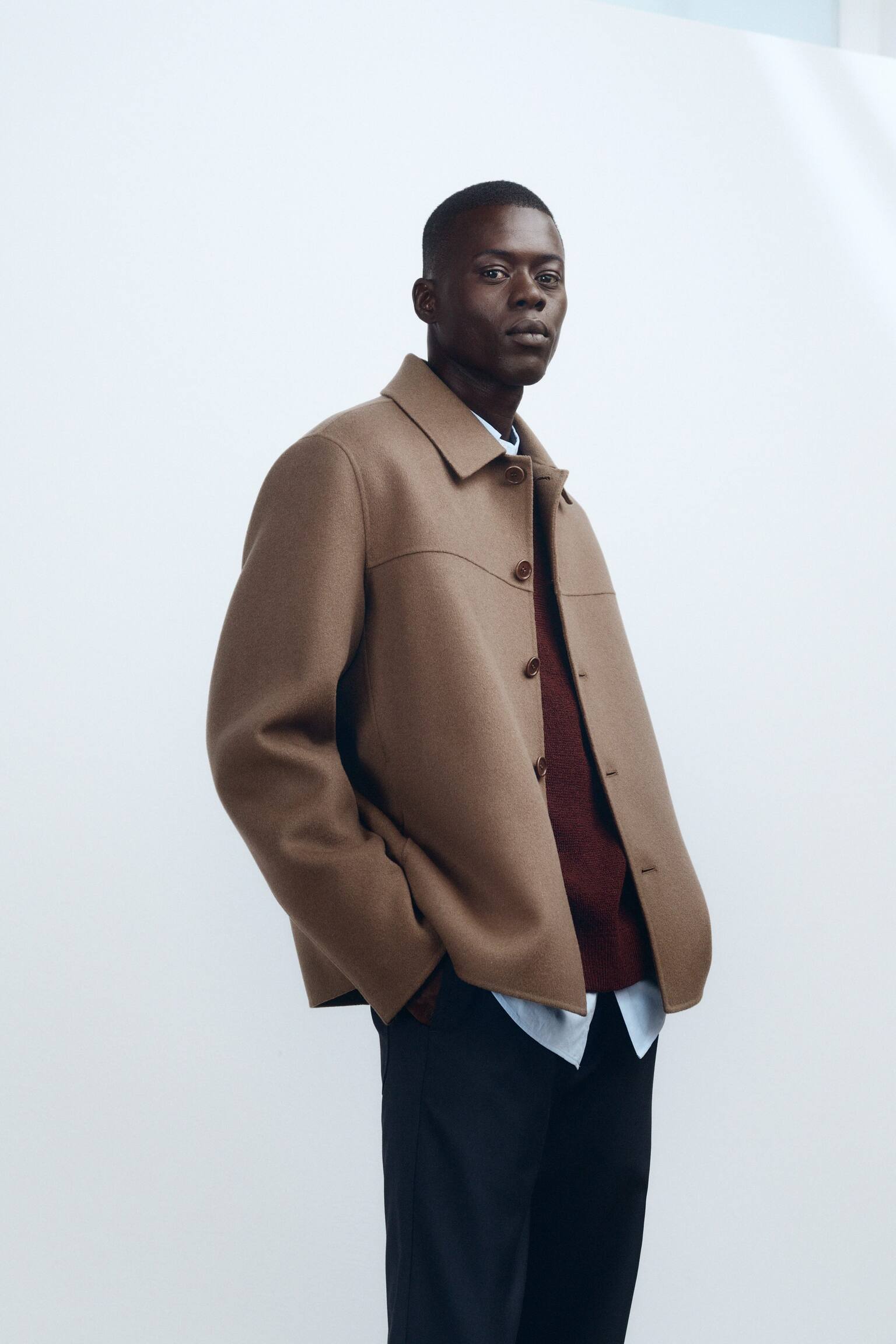 Sweter z domieszką wełny - Ciemnoczerwony - 1