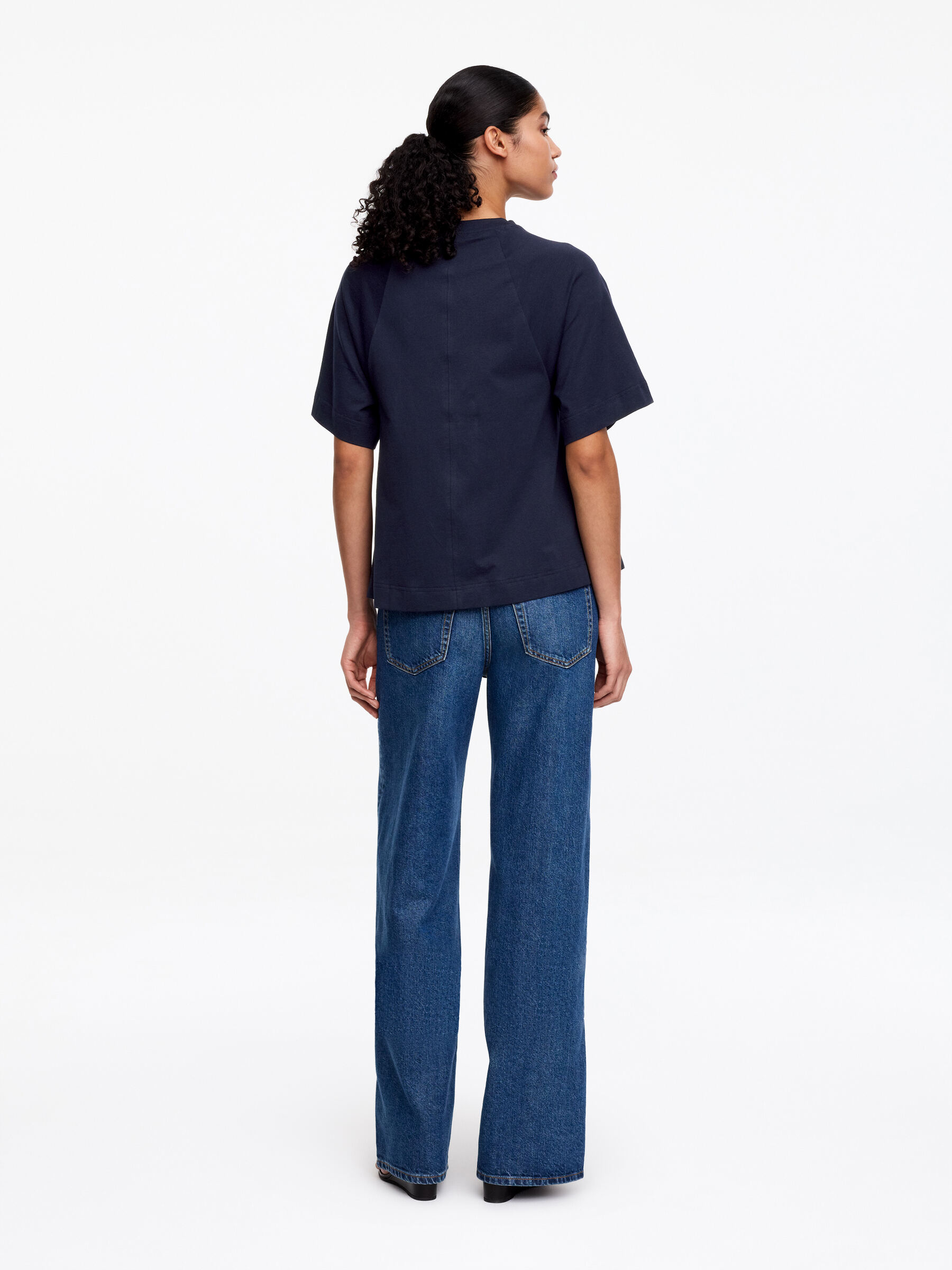 A-Line Cotton T-Shirt - Navy - Regular fit - Women - StillMedia/Lookbook - 2