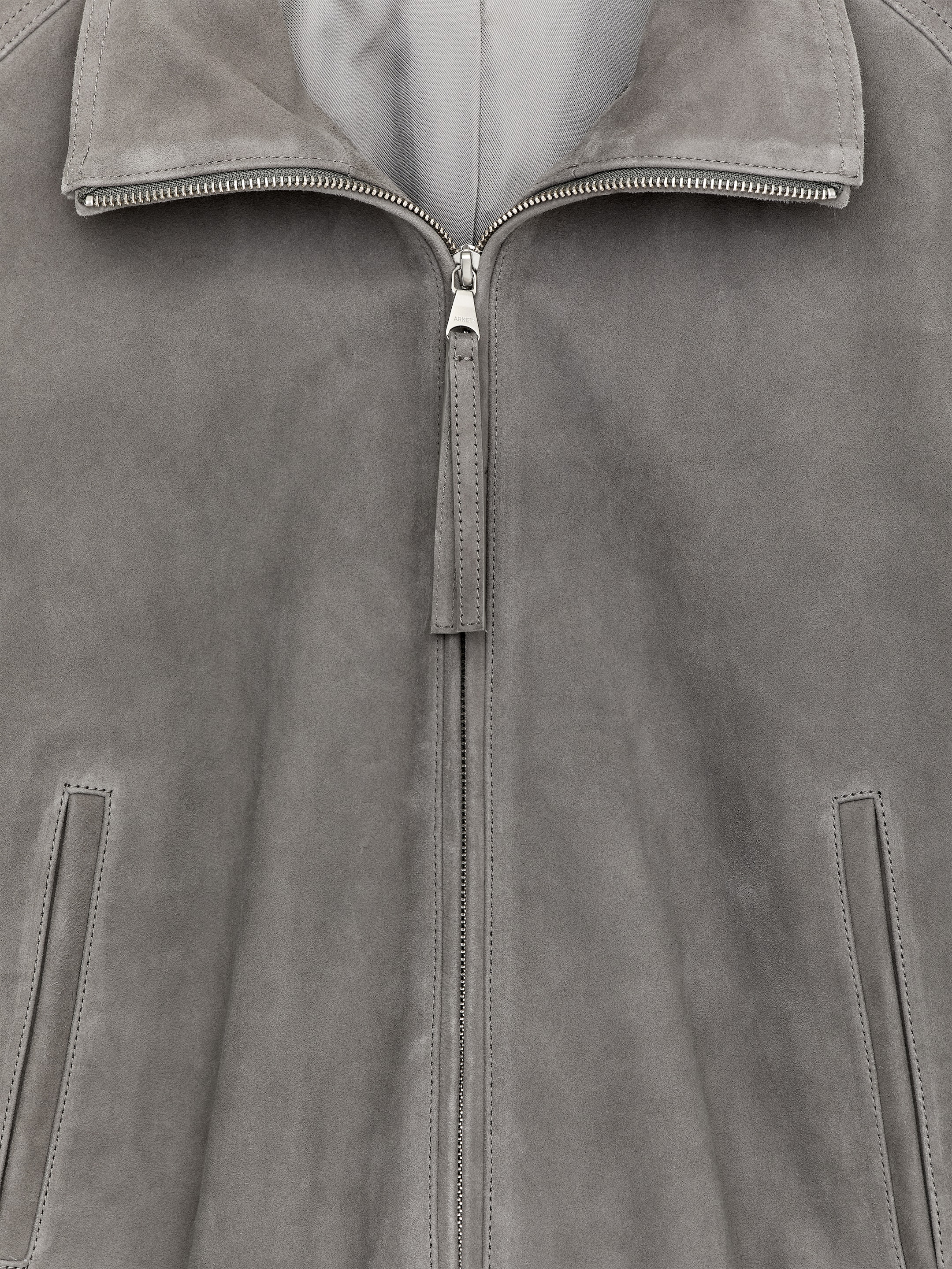 Boxy Suede Jacket - Grey - Regular fit - Women - StillMedia/DescriptiveDetail - 2