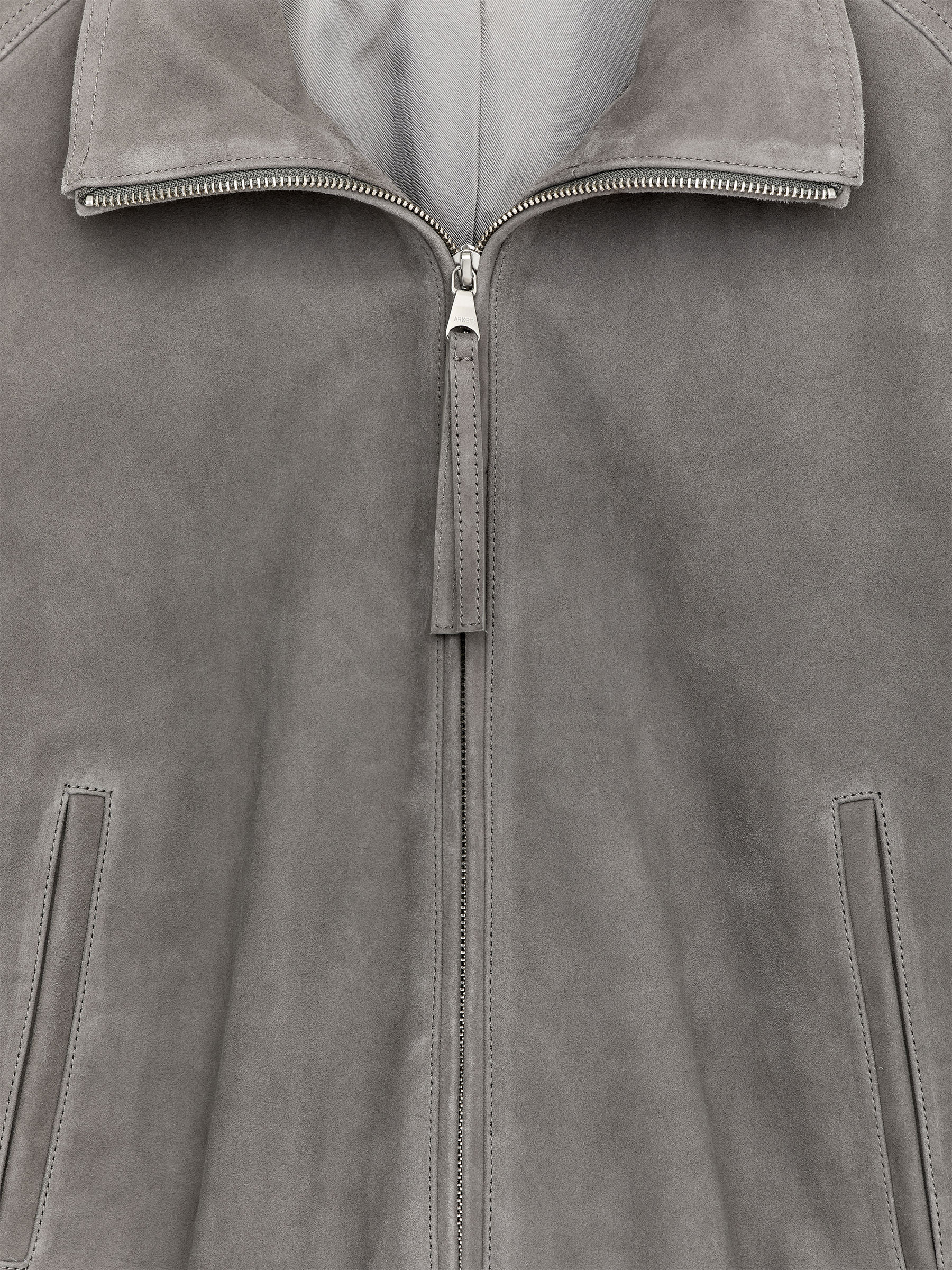 Kastige Velourslederjacke - Grau - Regular Fit - Women - StillMedia/DescriptiveDetail - 2