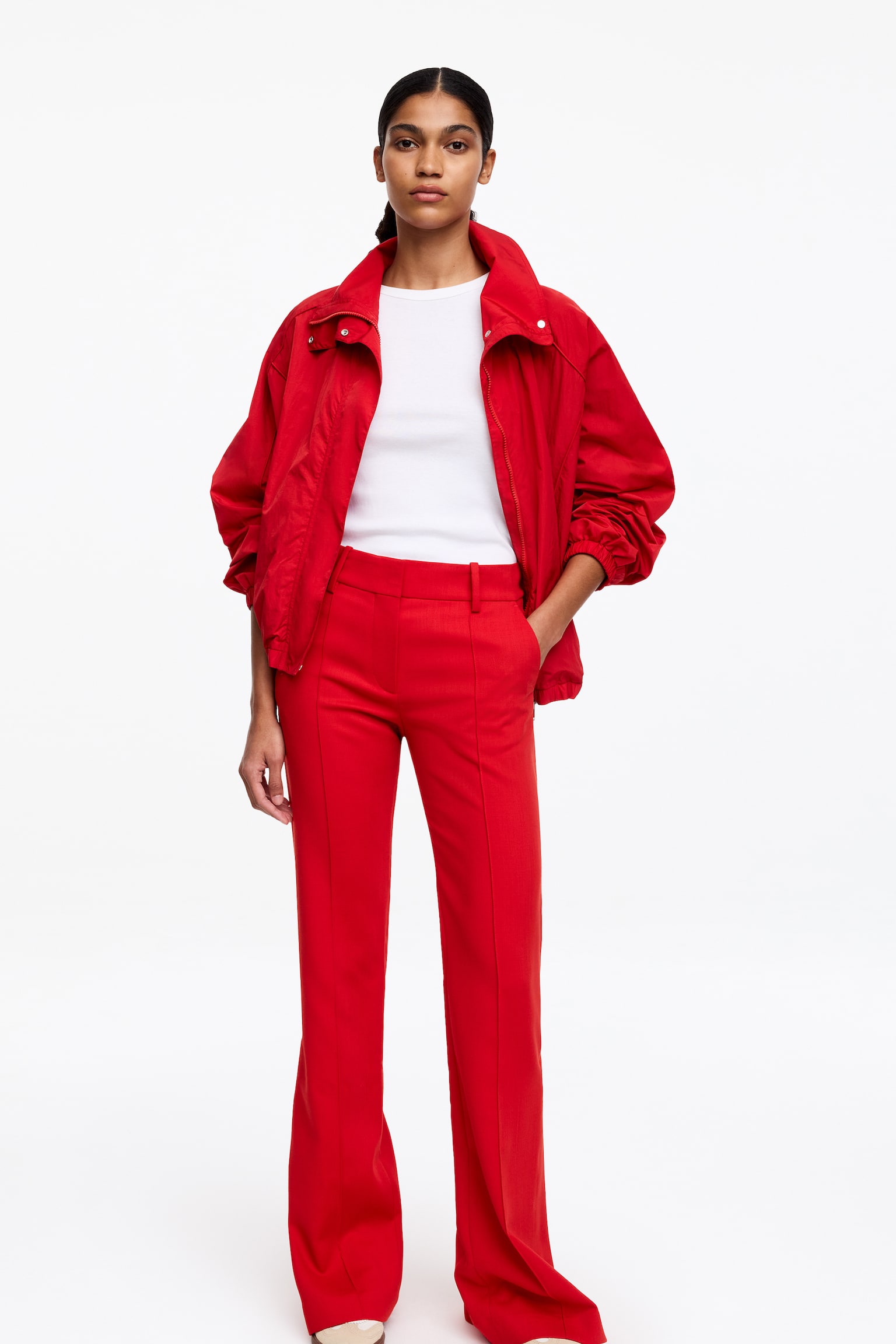 Pantalon tailleur fendu - Rouge/Noir - 5