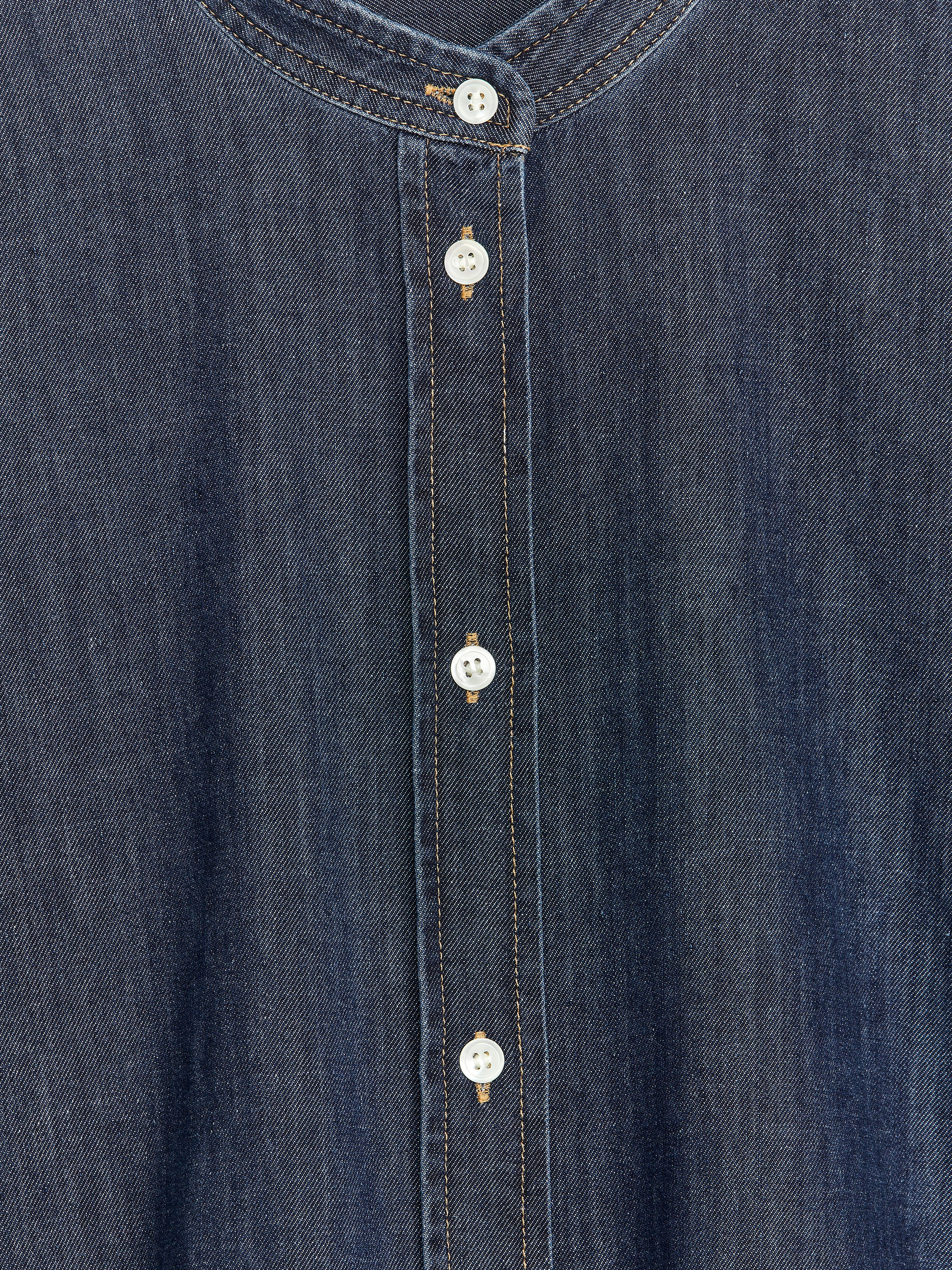 Puff Sleeve Denim Shirt - Dark Blue - Regular fit - Women - StillMedia/DescriptiveDetail - 1