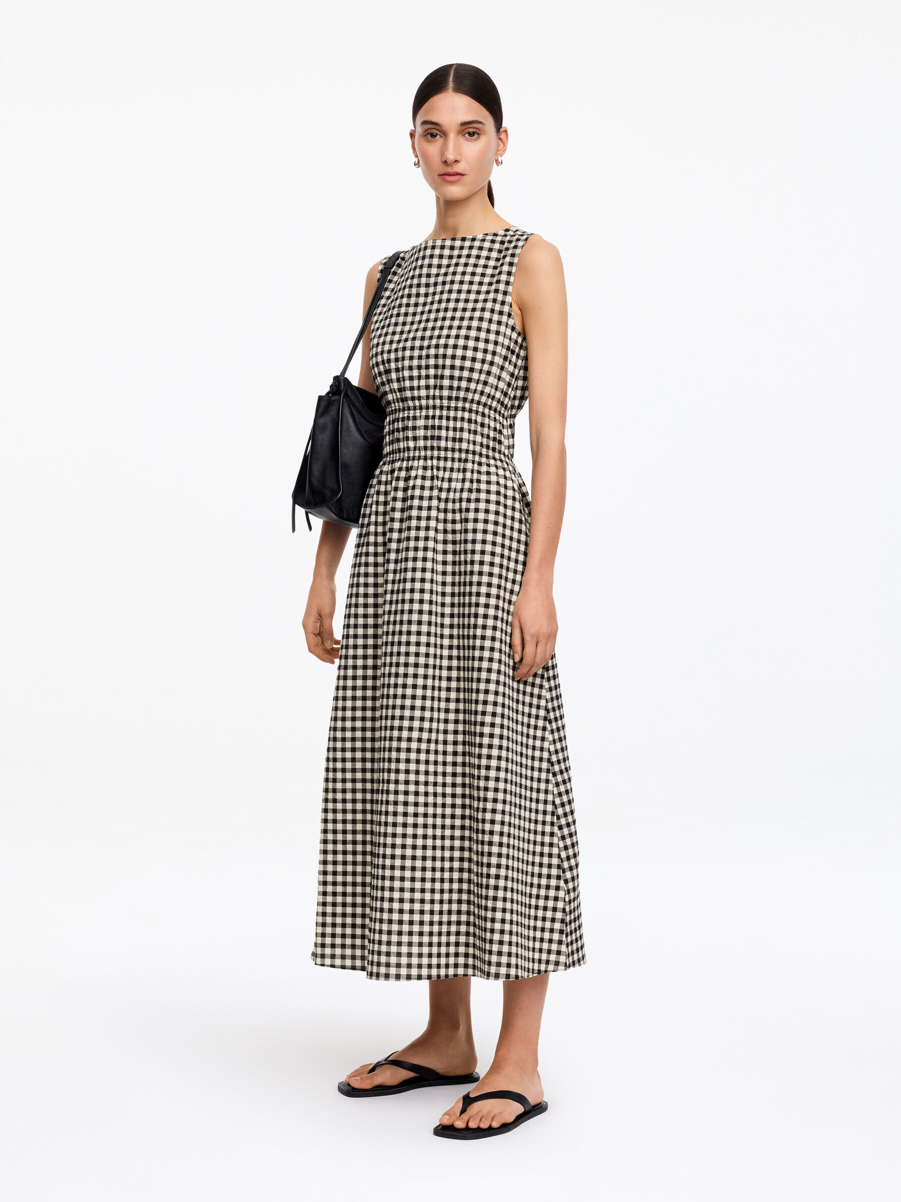 Seersucker Dress - White/Black - Slim fit - Women - StillMedia/Lookbook - 5