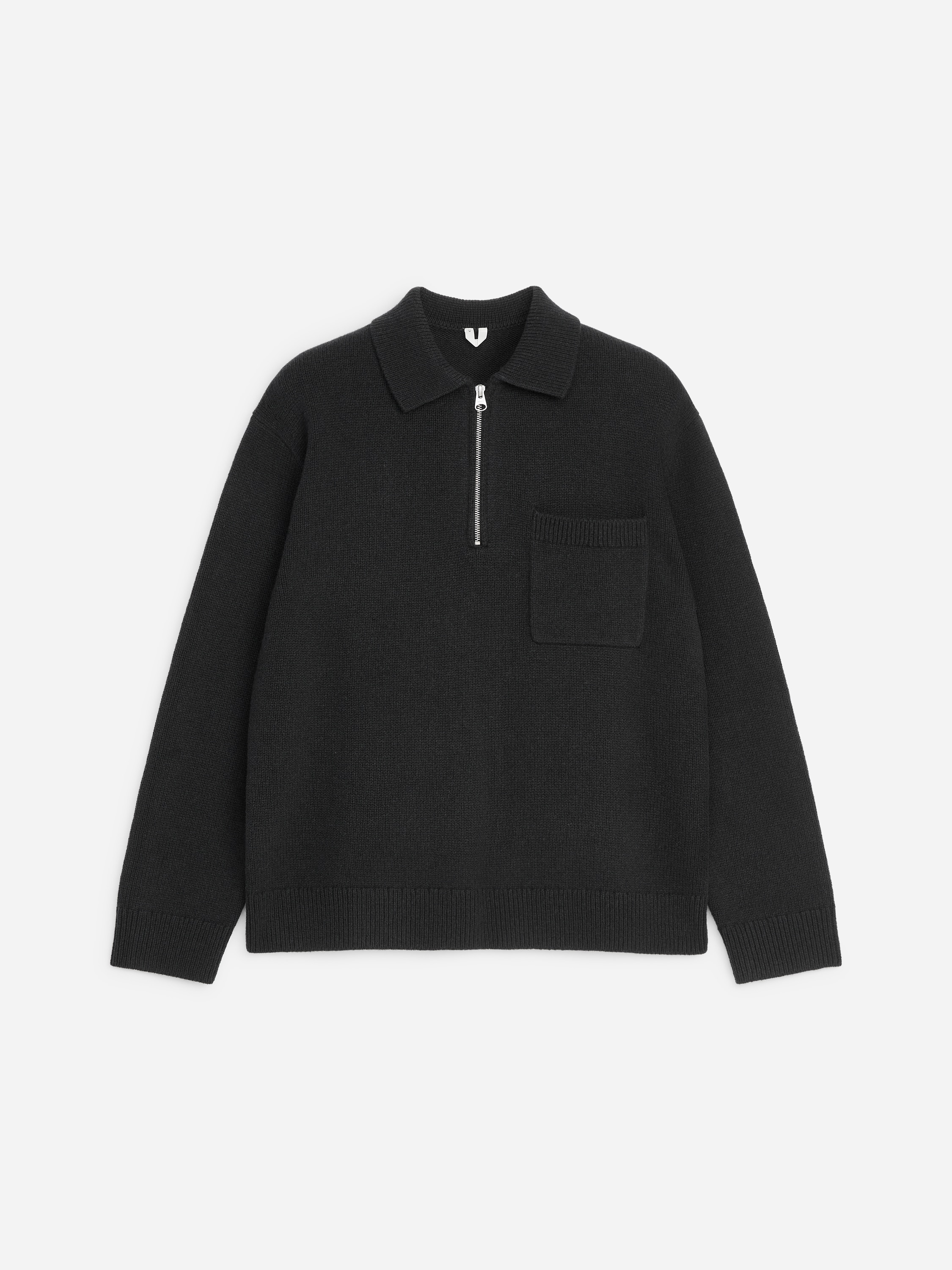Knitted Wool Zip Polo Shirt