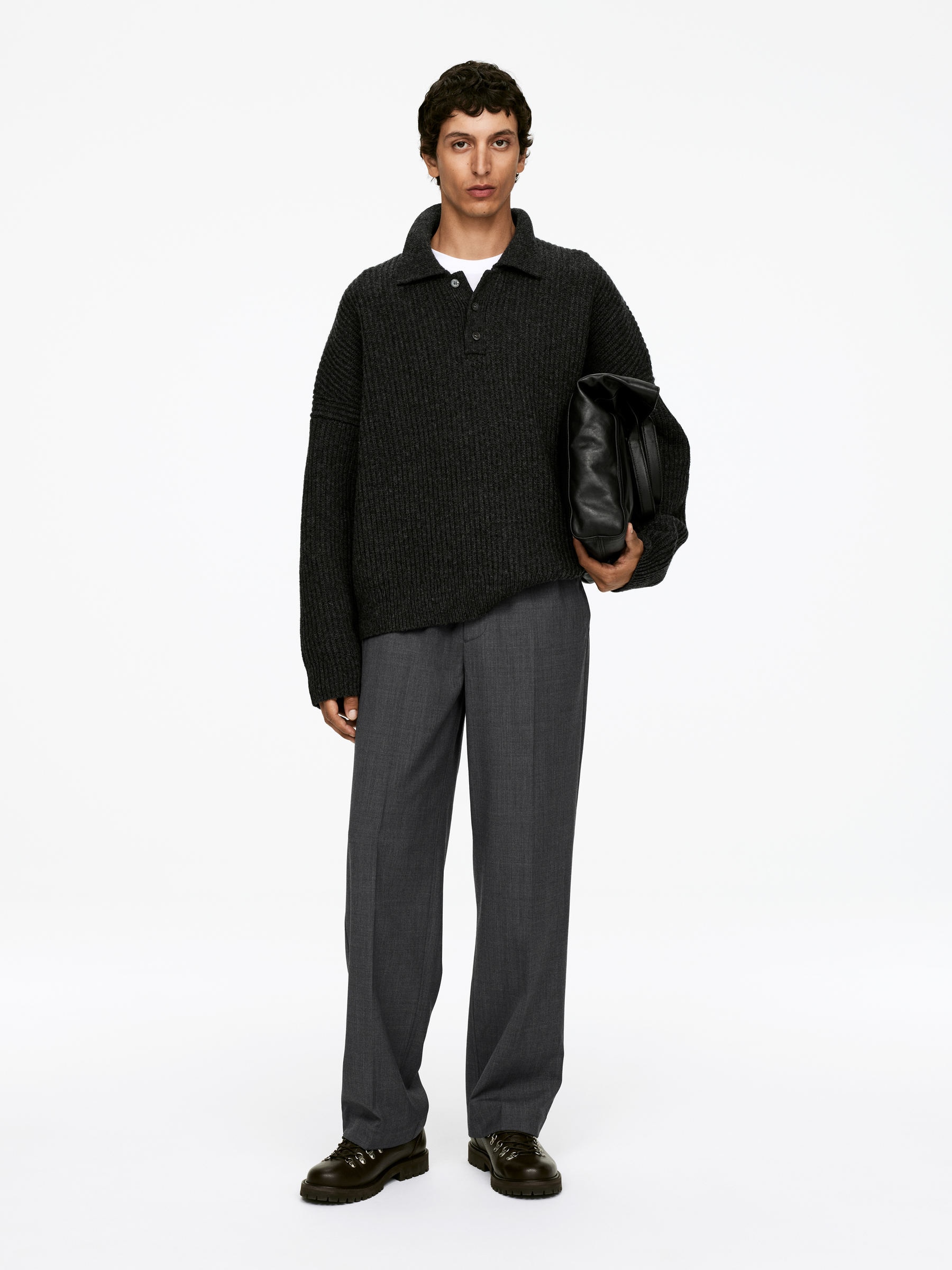 Drawstring Wool Trousers - Grey - Regular fit - Men - StillMedia/Lookbook - 7