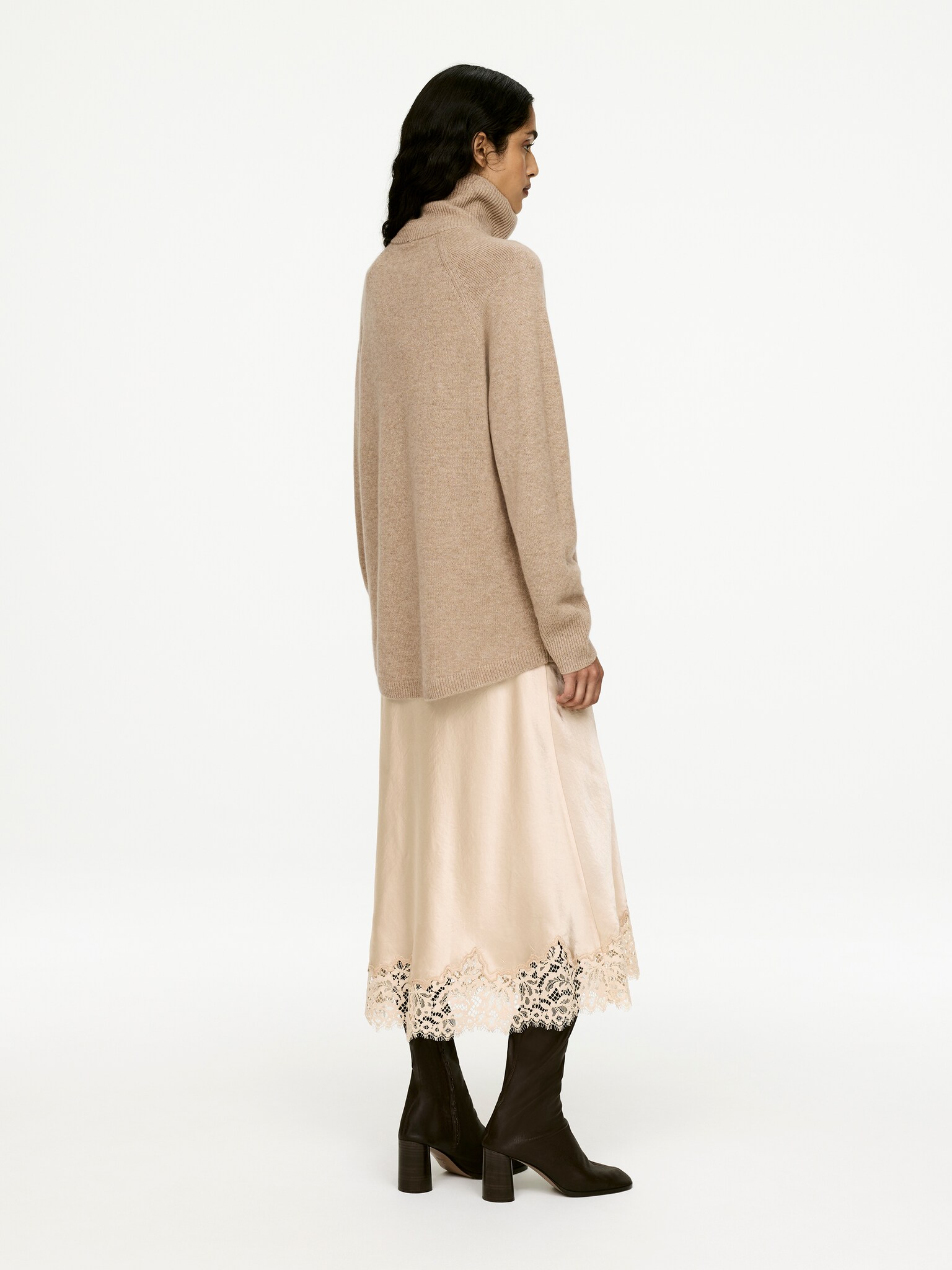 Roll-Neck Cashmere-Wool Jumper - Beige - 4