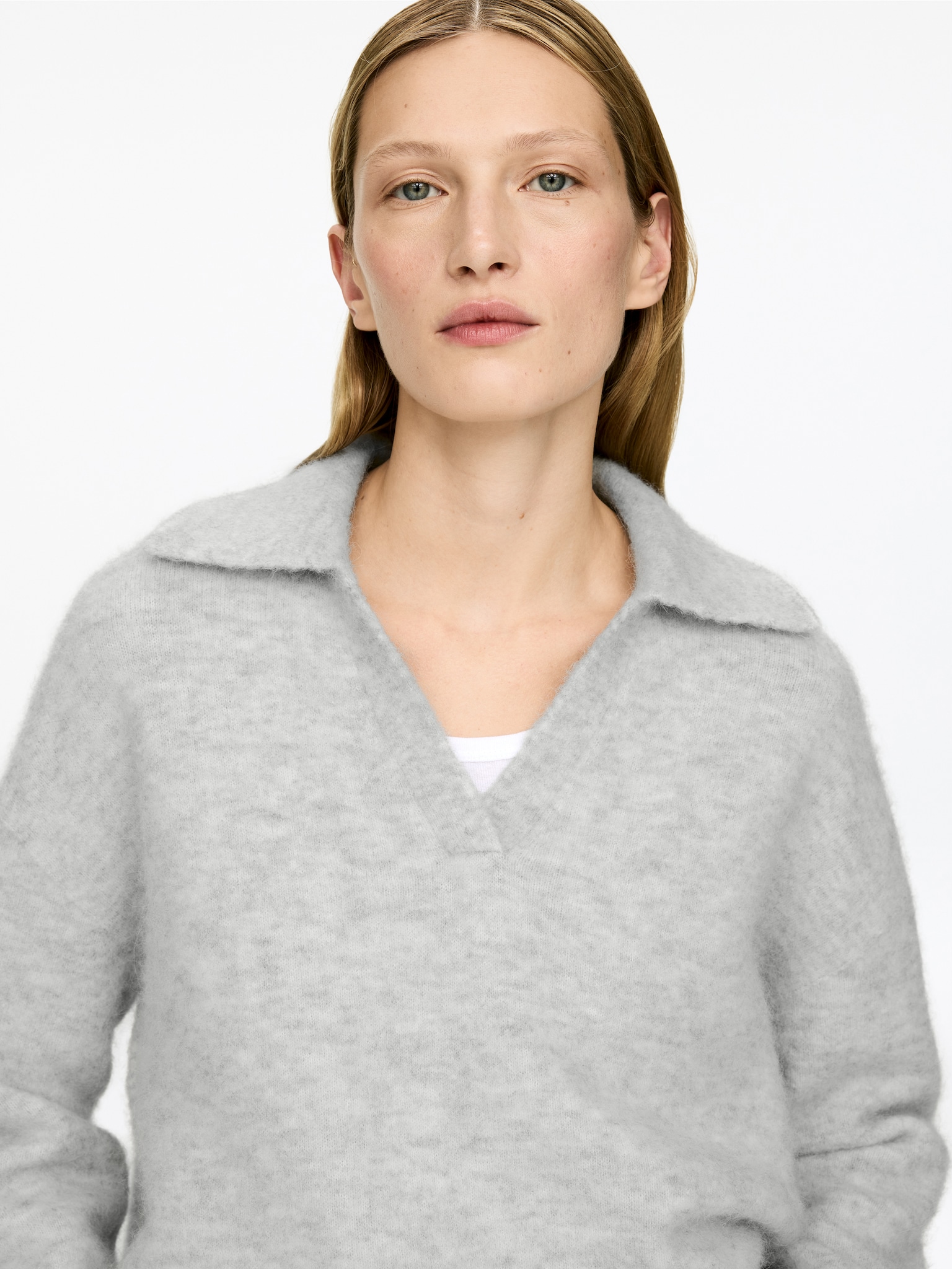 Pull en mélange de laine et d'alpaga - Gris chiné/Marron/Bleu - 6