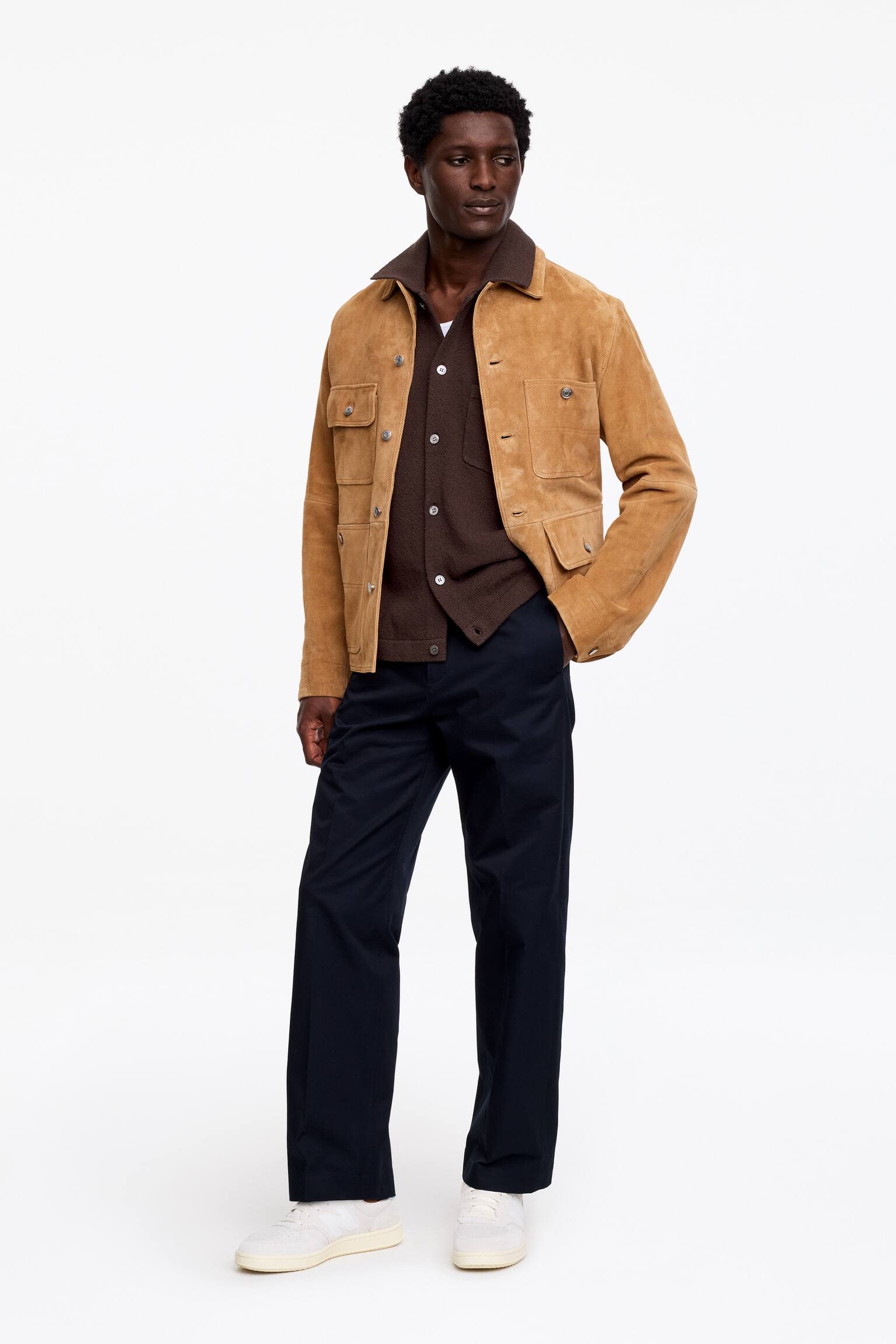 Bouclé Polo Shirt-Brown - 5