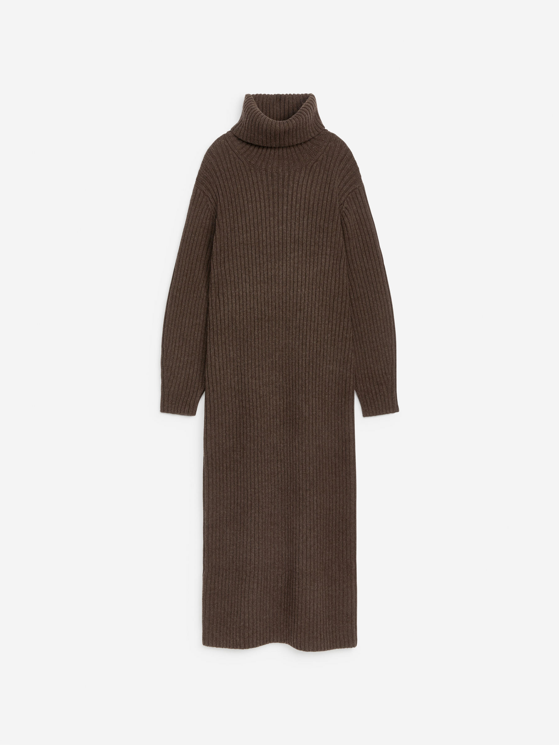 Klänning i ull med polokrage-#7B7164-13227