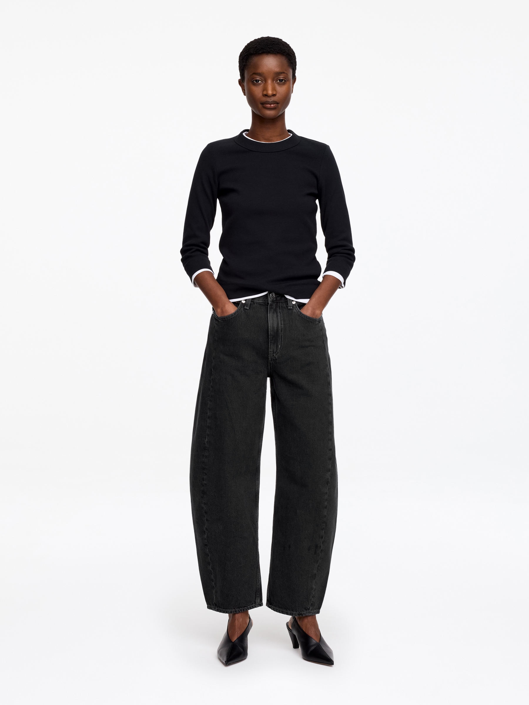 BLOOM Barrel Jeans-#000000-18149