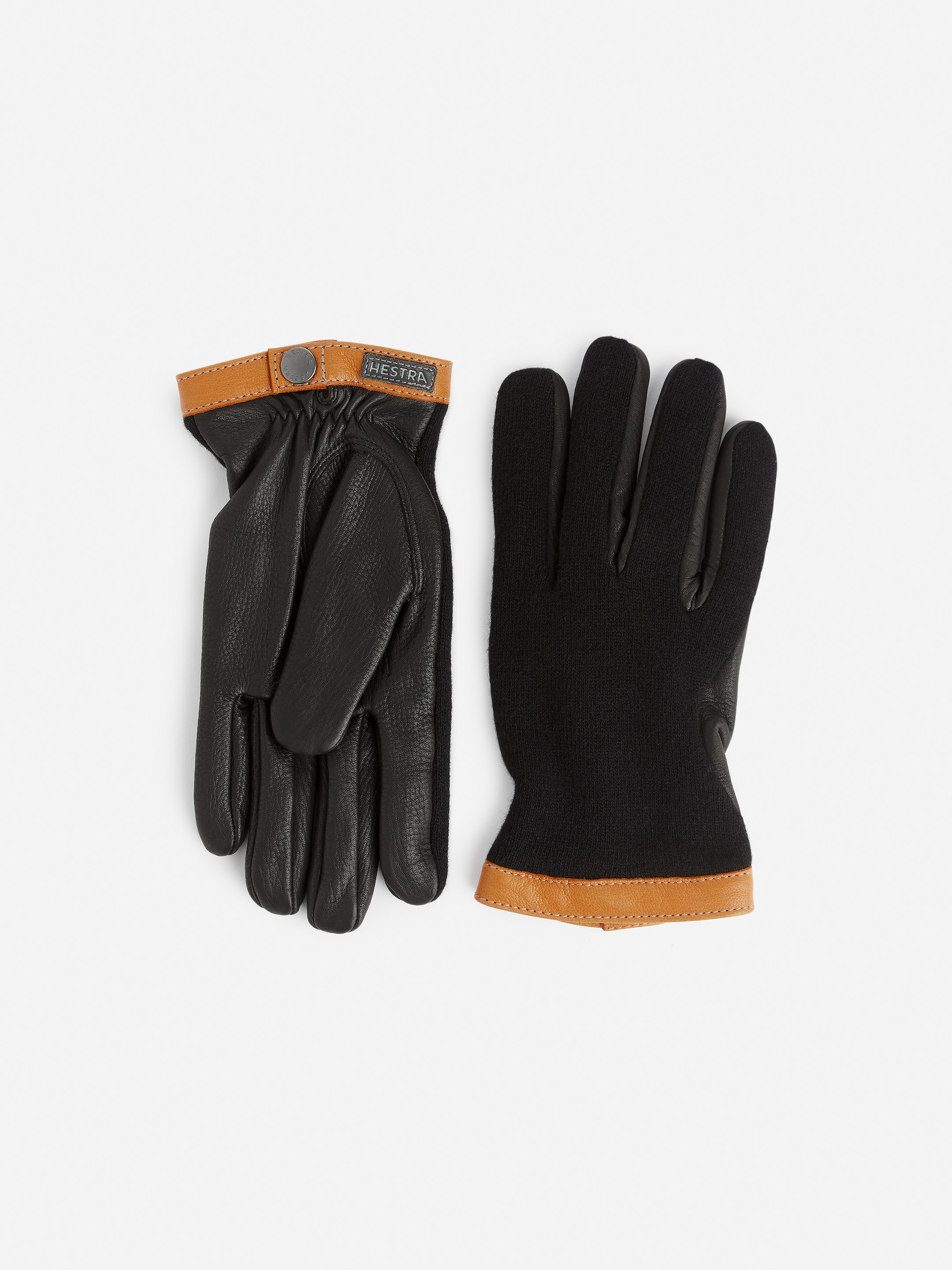 Guantes de lana de tricot de piel de ciervo Hestra-#f5f5dc-5190