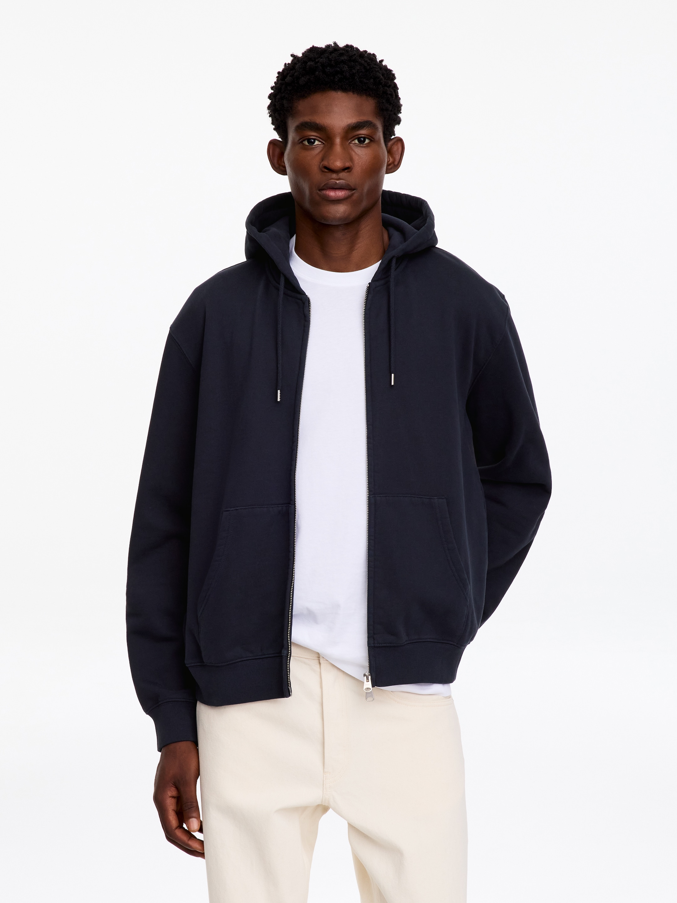 Relaxed Zip Hoodie-Blue-20858