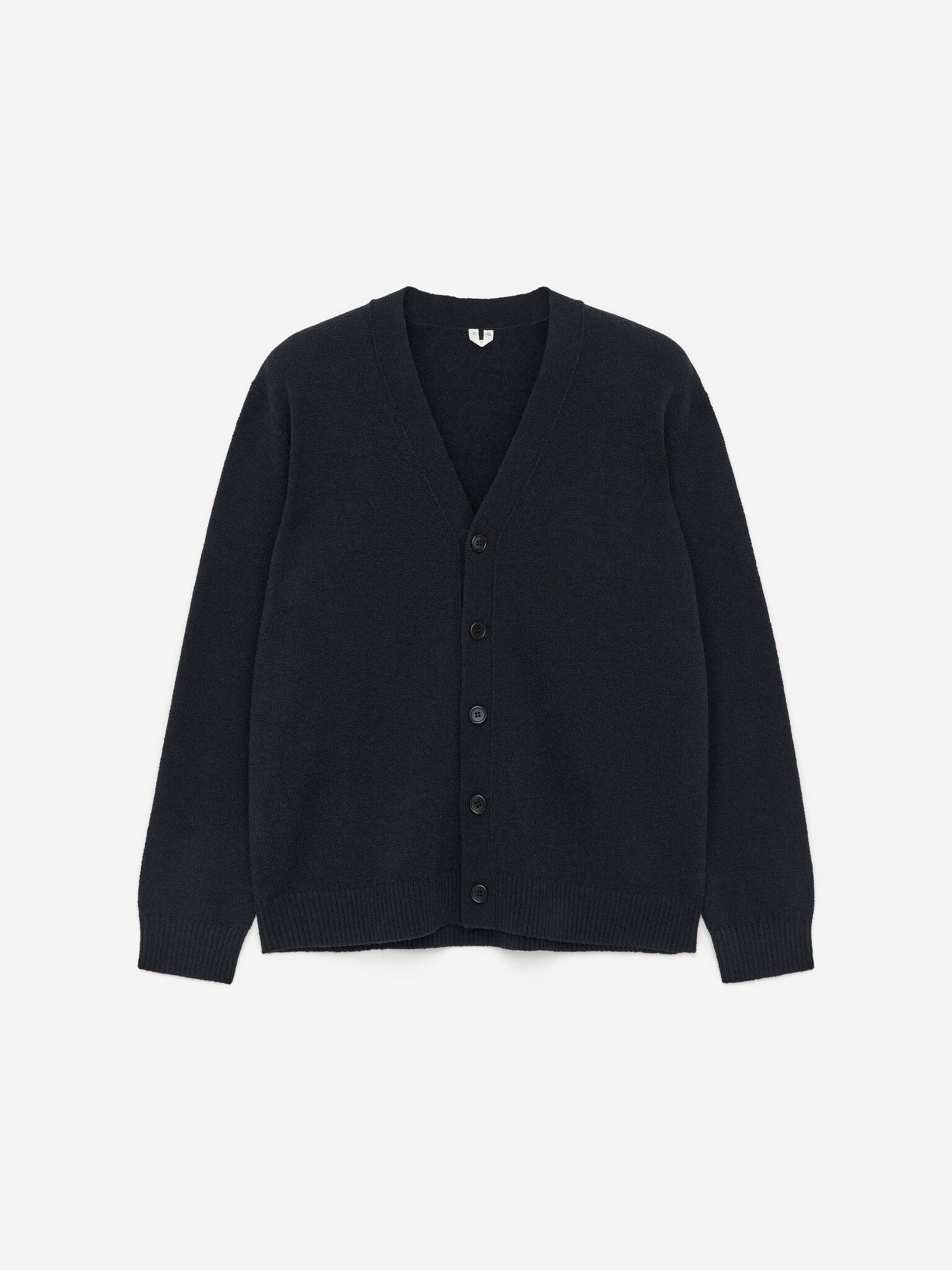 Wool Cotton Cardigan - Dark Blue/Black/Camel