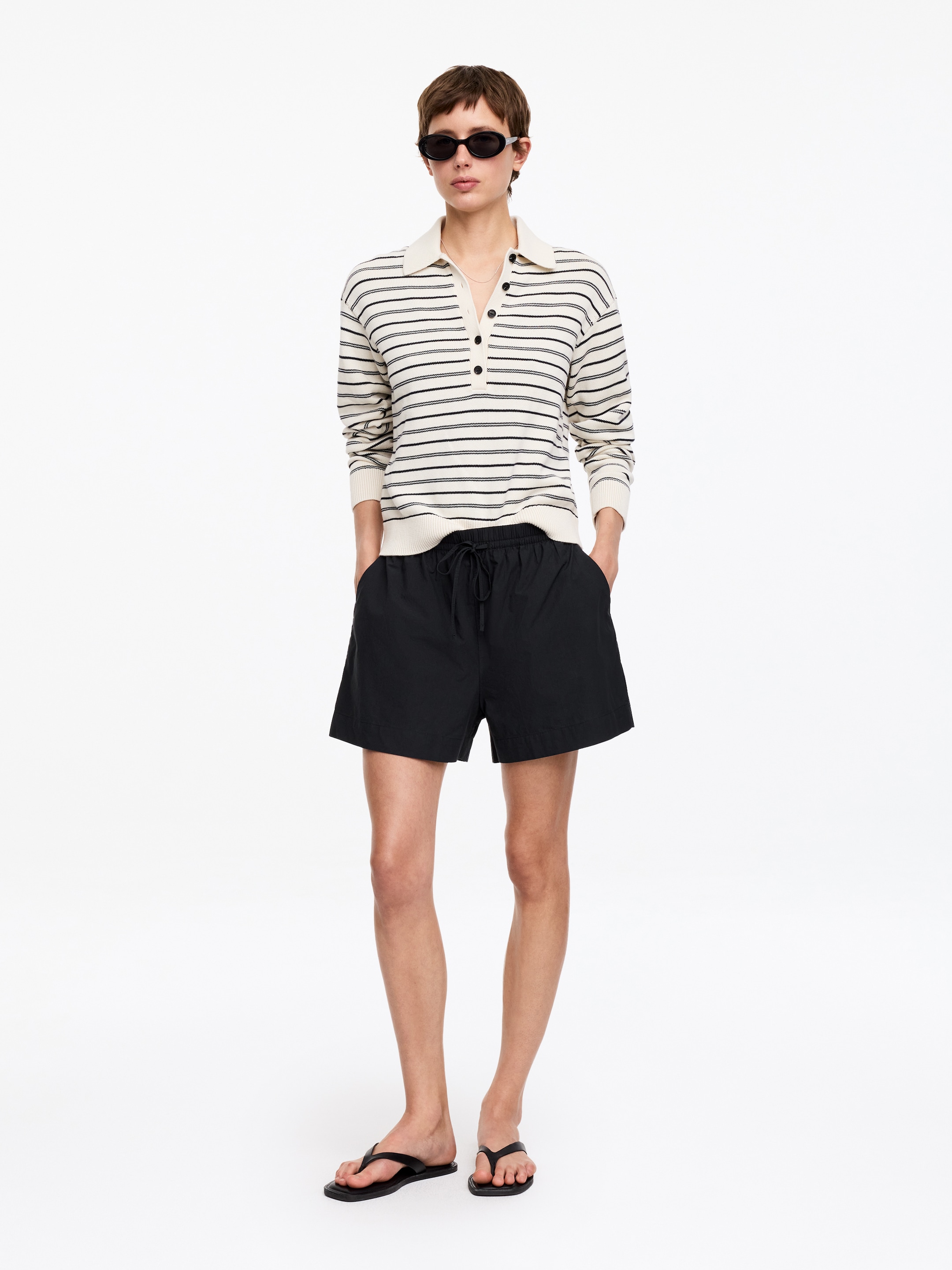 Drawstring Poplin Shorts-#272627-19607