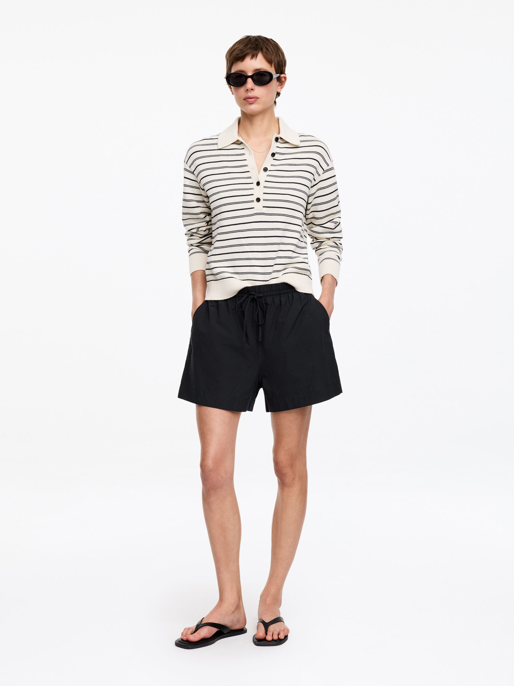 Drawstring Poplin Shorts-#272627-19607