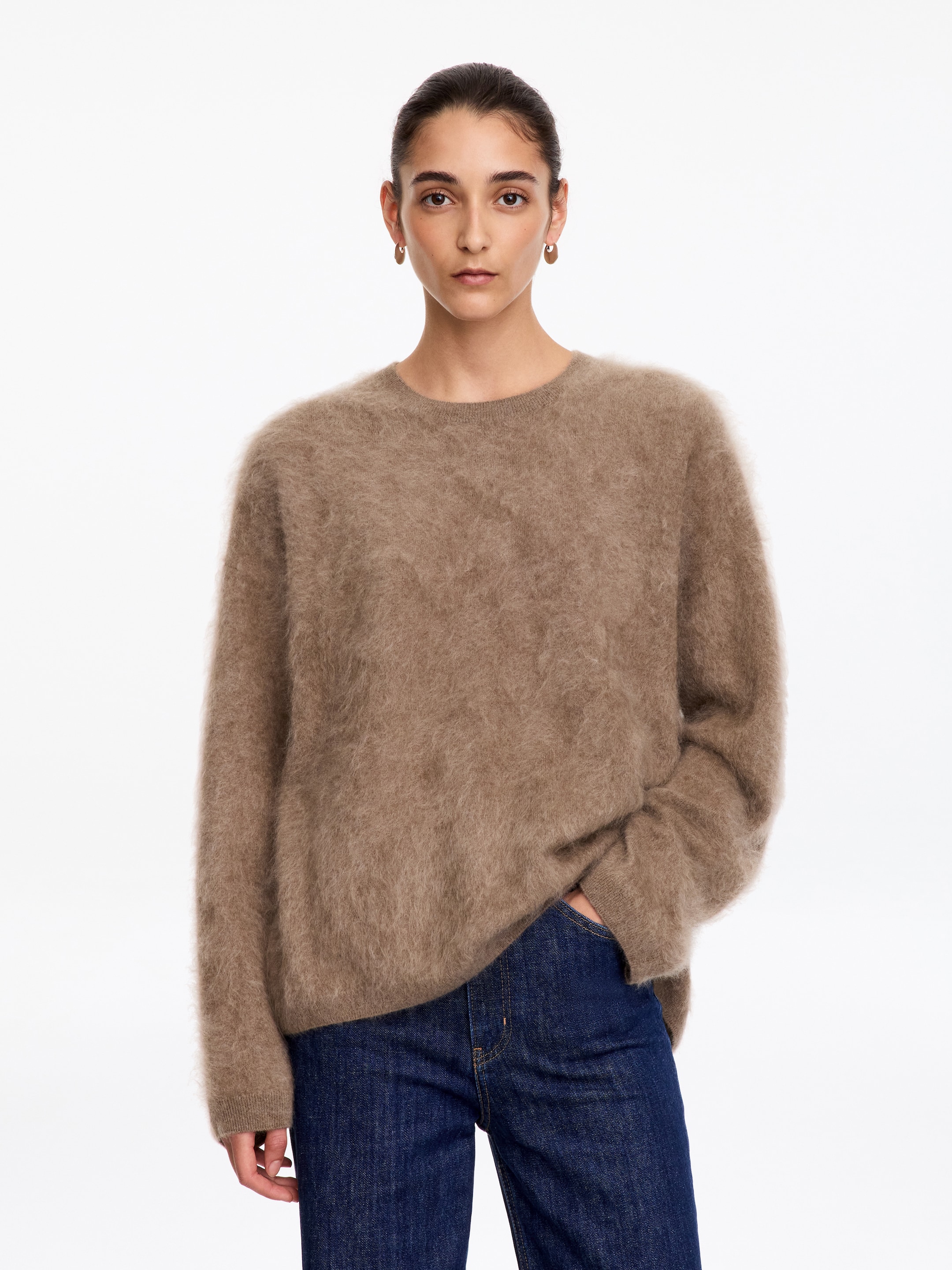 Brushed-Cashmere Jumper​-Beige-20891