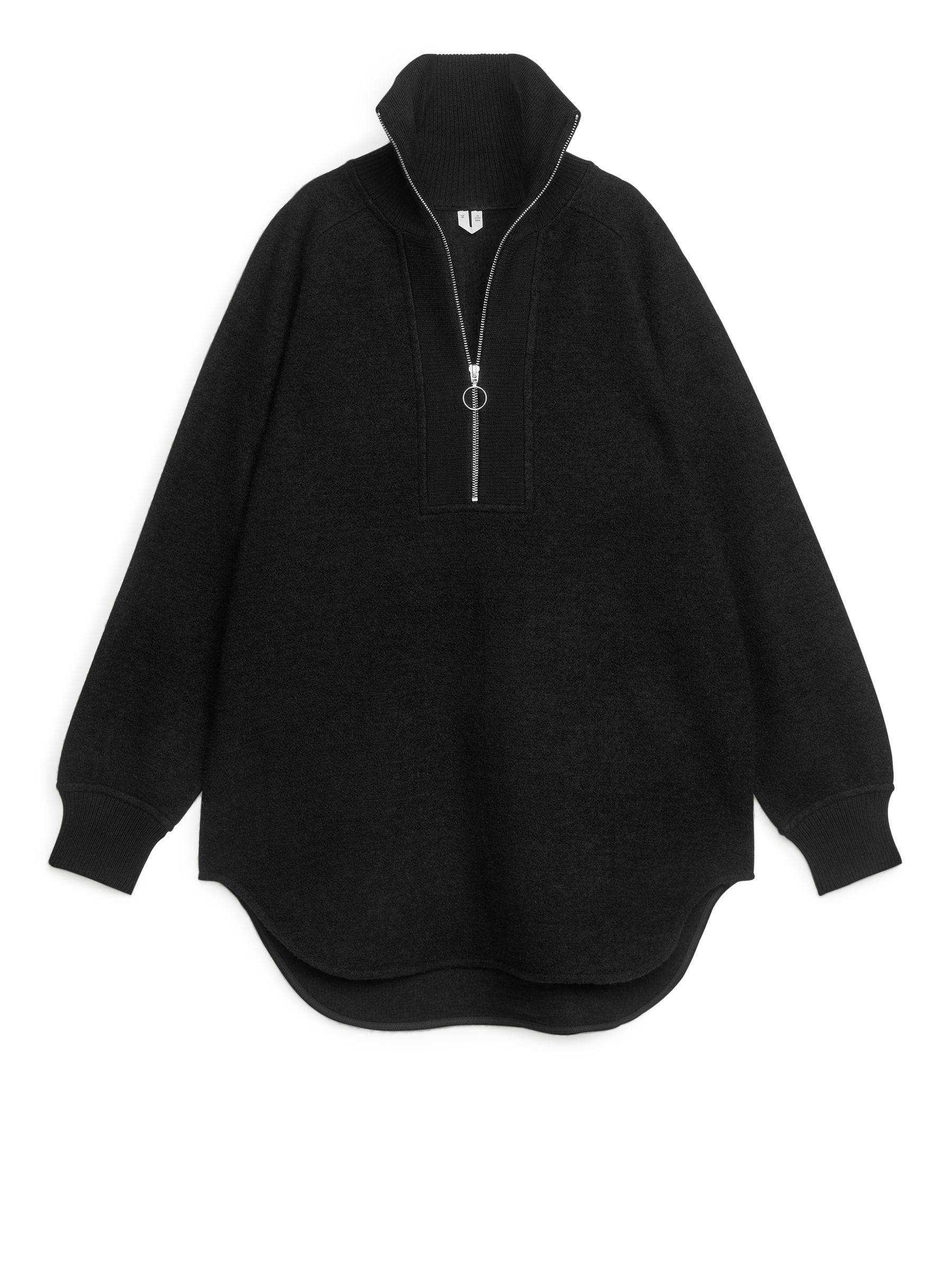 Sudadera de lana hervida con media cremallera - Negro - Oversized - Women - StillMedia/DescriptiveStillLife - 1
