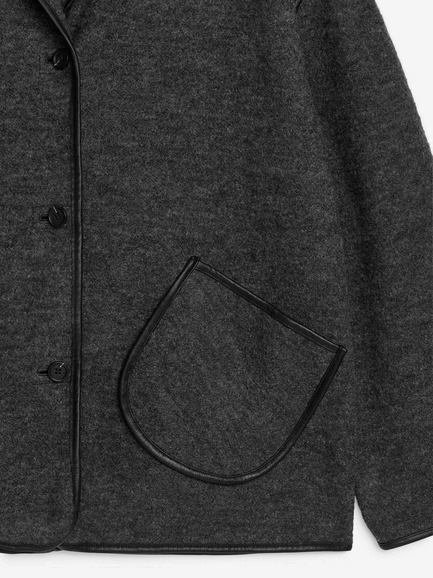 Boiled Wool-Cotton Jacket - Dark Grey - Loose fit - Women - StillMedia/DescriptiveDetail - 1