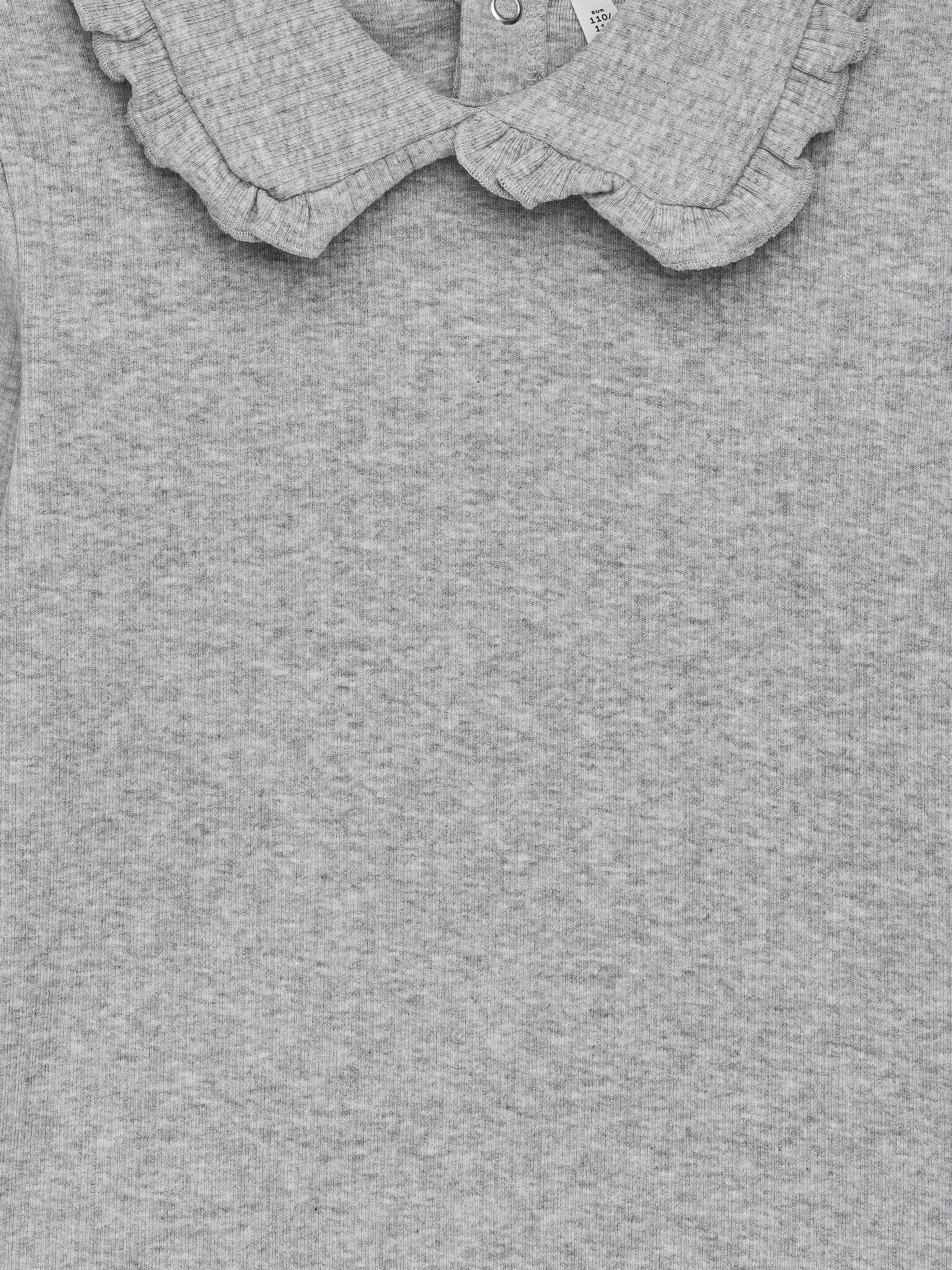 Frill Collar Pointelle Top - Grey Melange - 2