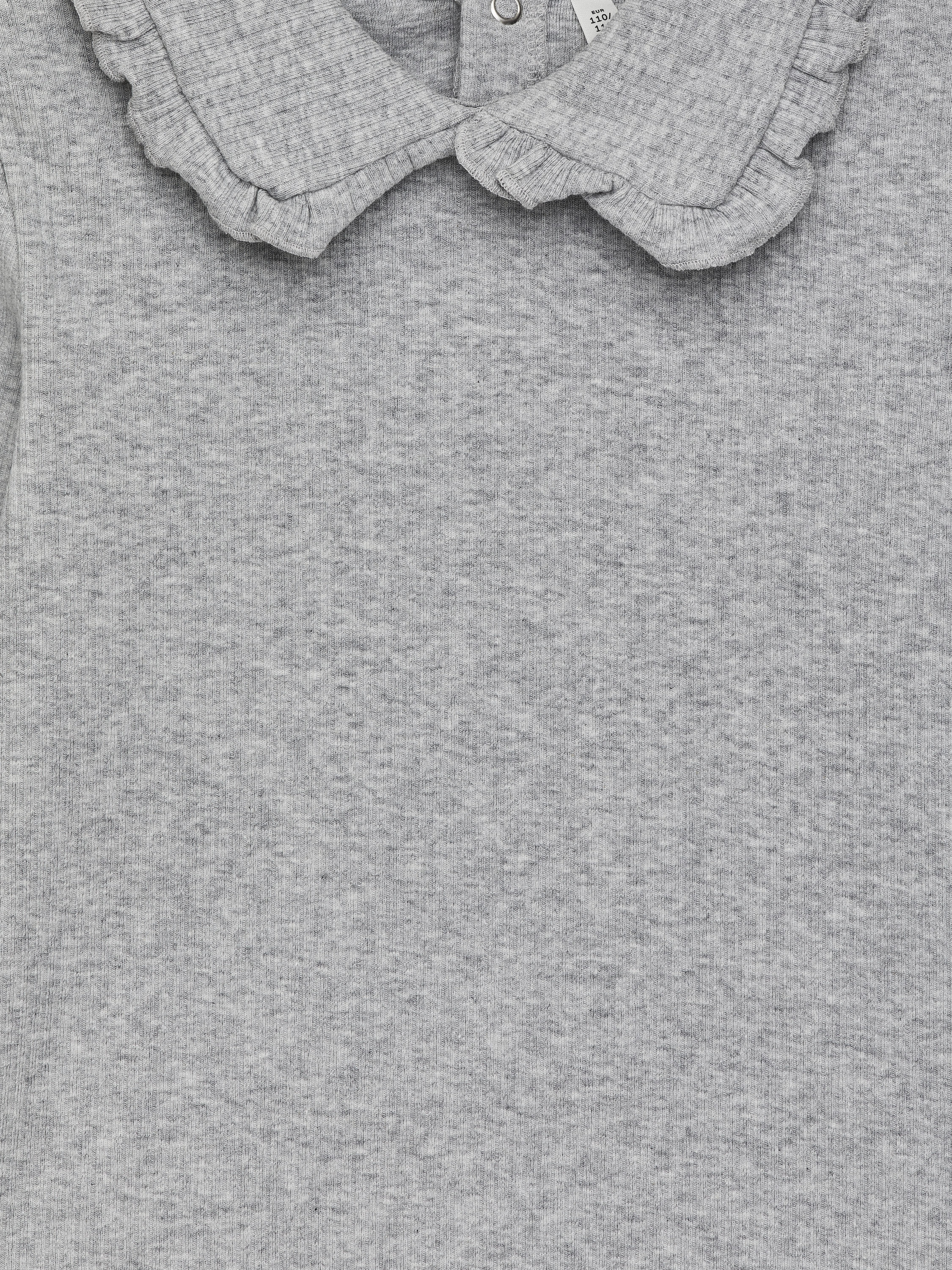 Frill Collar Pointelle Top - Grey Melange - Regular fit - Children - StillMedia/DescriptiveDetail - 1