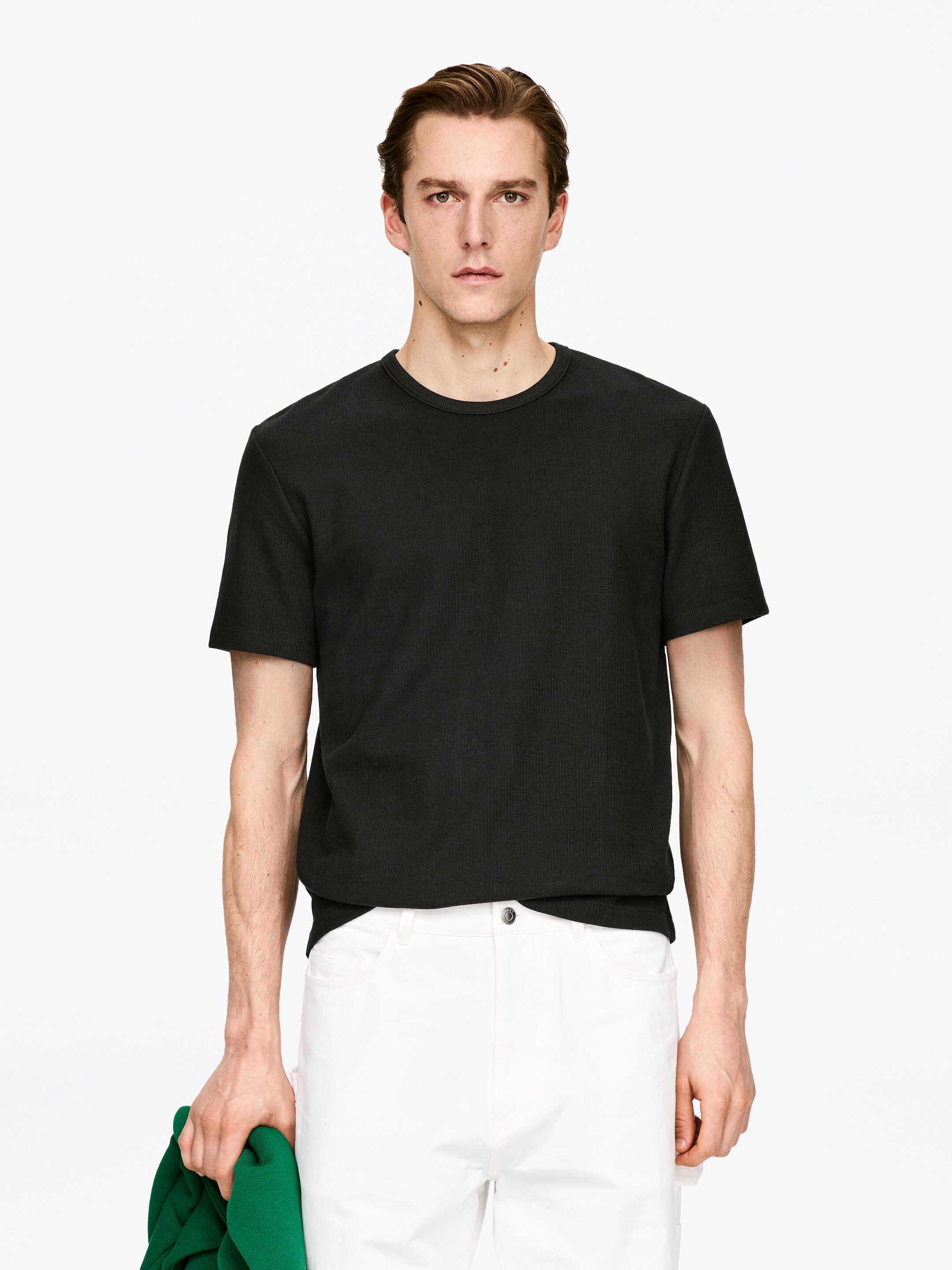Agrandir l'image: T-shirt ajusté en coton - Noir - HOMME | H&M CH 1