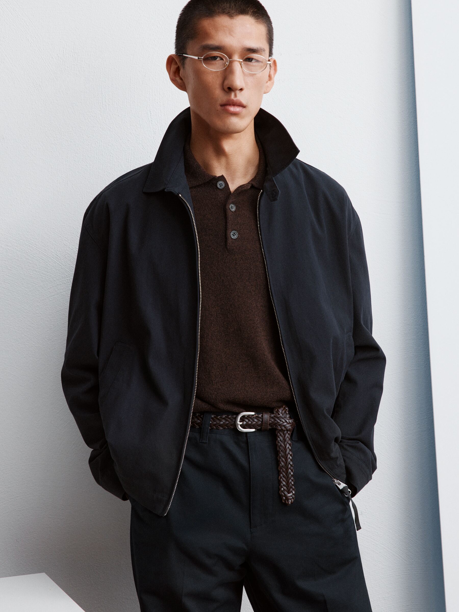 Ceinture en cuir tressé - Marron foncé - Homme - StillMedia/Environmental - 1