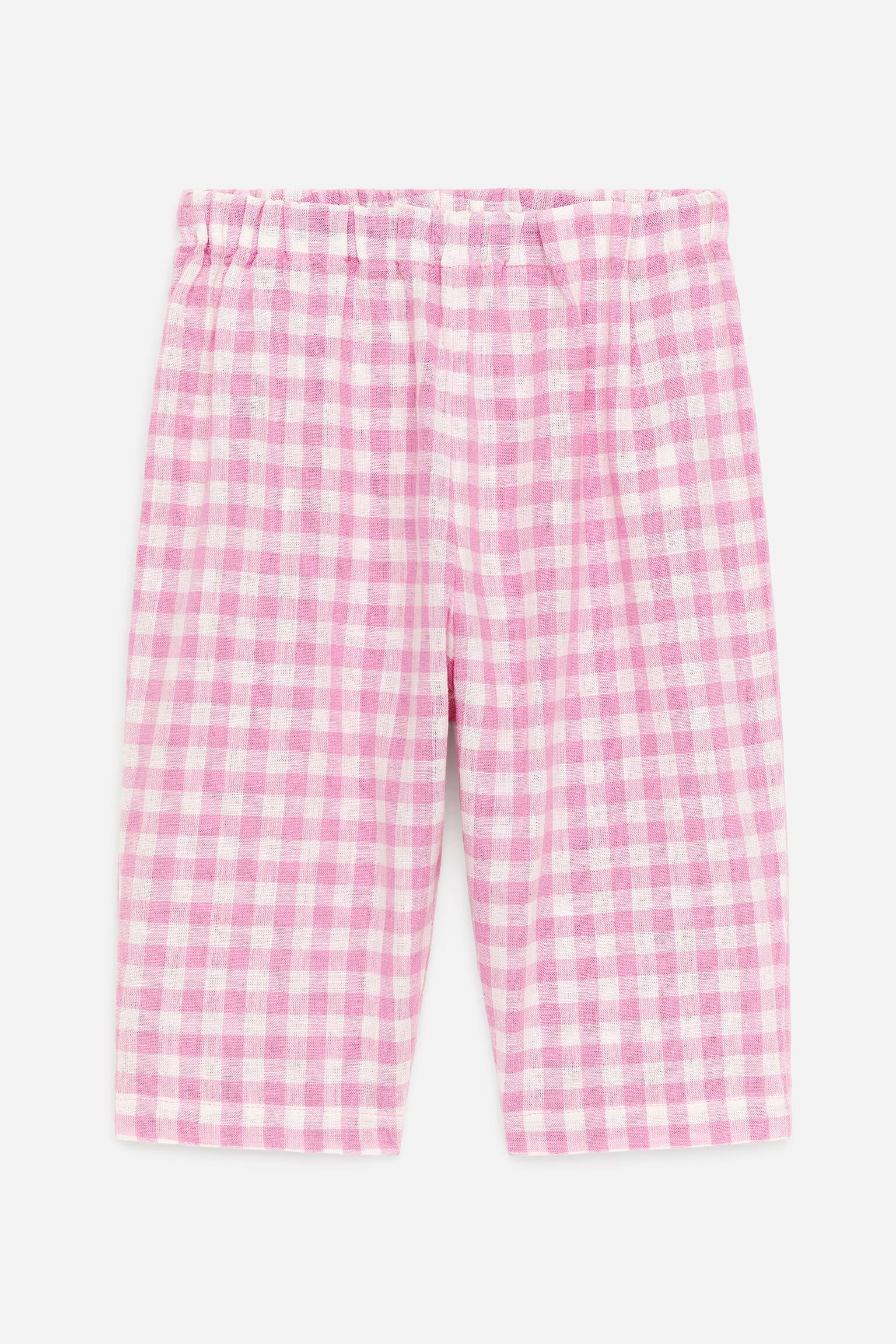 Pantalon en lin et coton - Rose/Blanc/Bleu/Rayé - 1