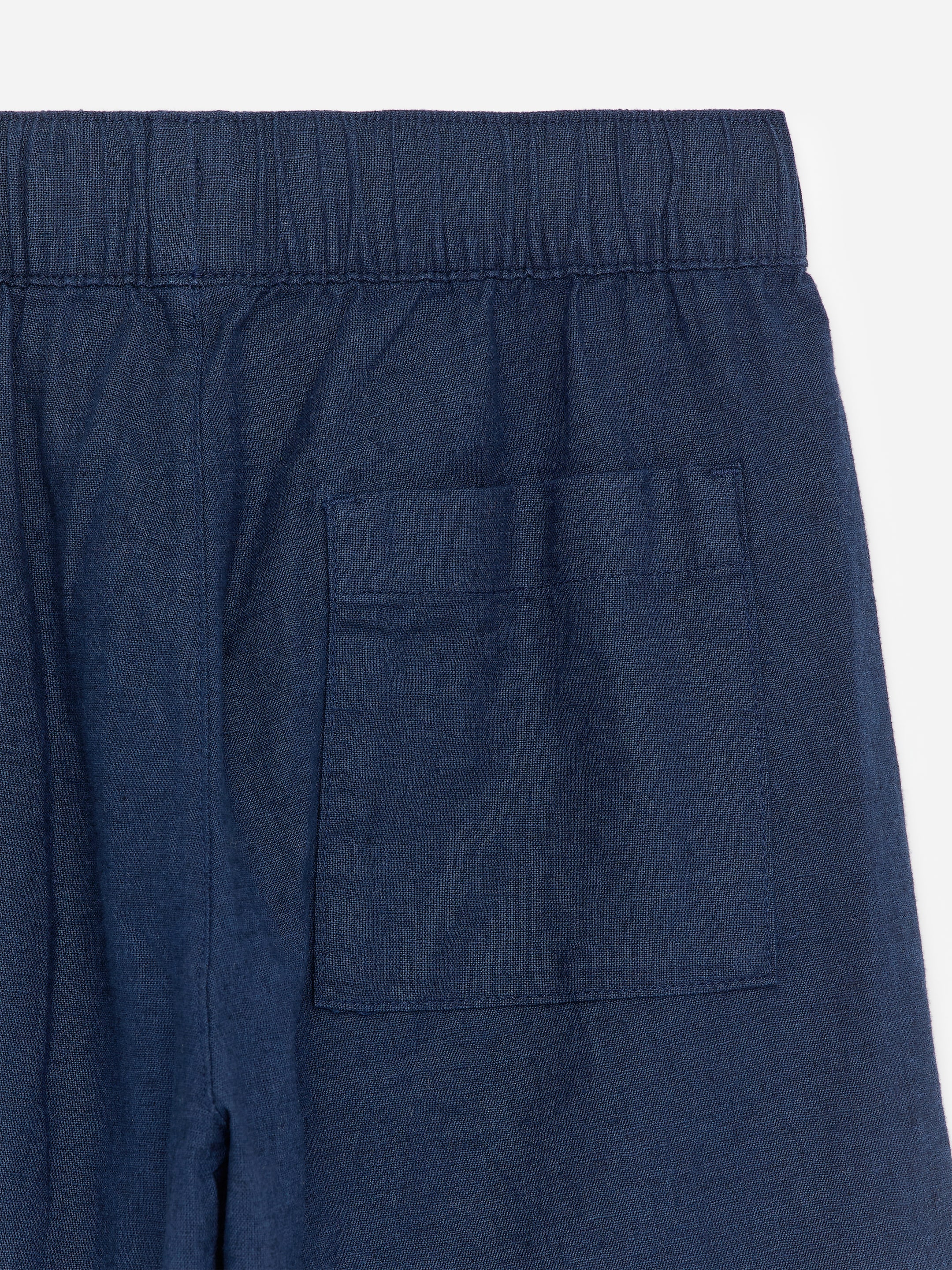 Pull-On Linen Blend Trousers - Dark Blue - Relaxed fit - Children - StillMedia/DescriptiveDetail - 2