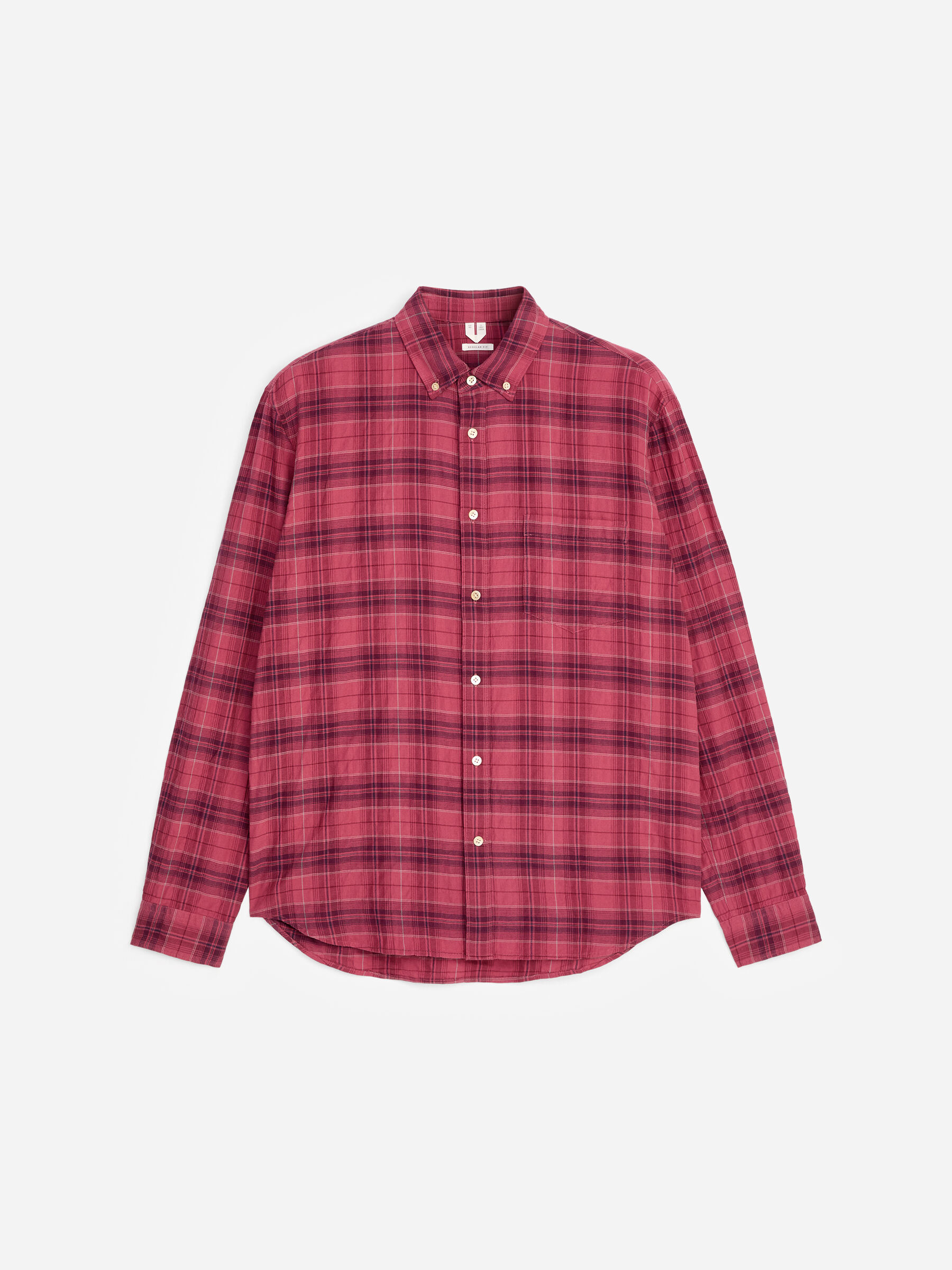 Regular Flannel Shirt - Dark Pink/Burgundy - Regular fit - Men - StillMedia/DescriptiveStillLife - 1
