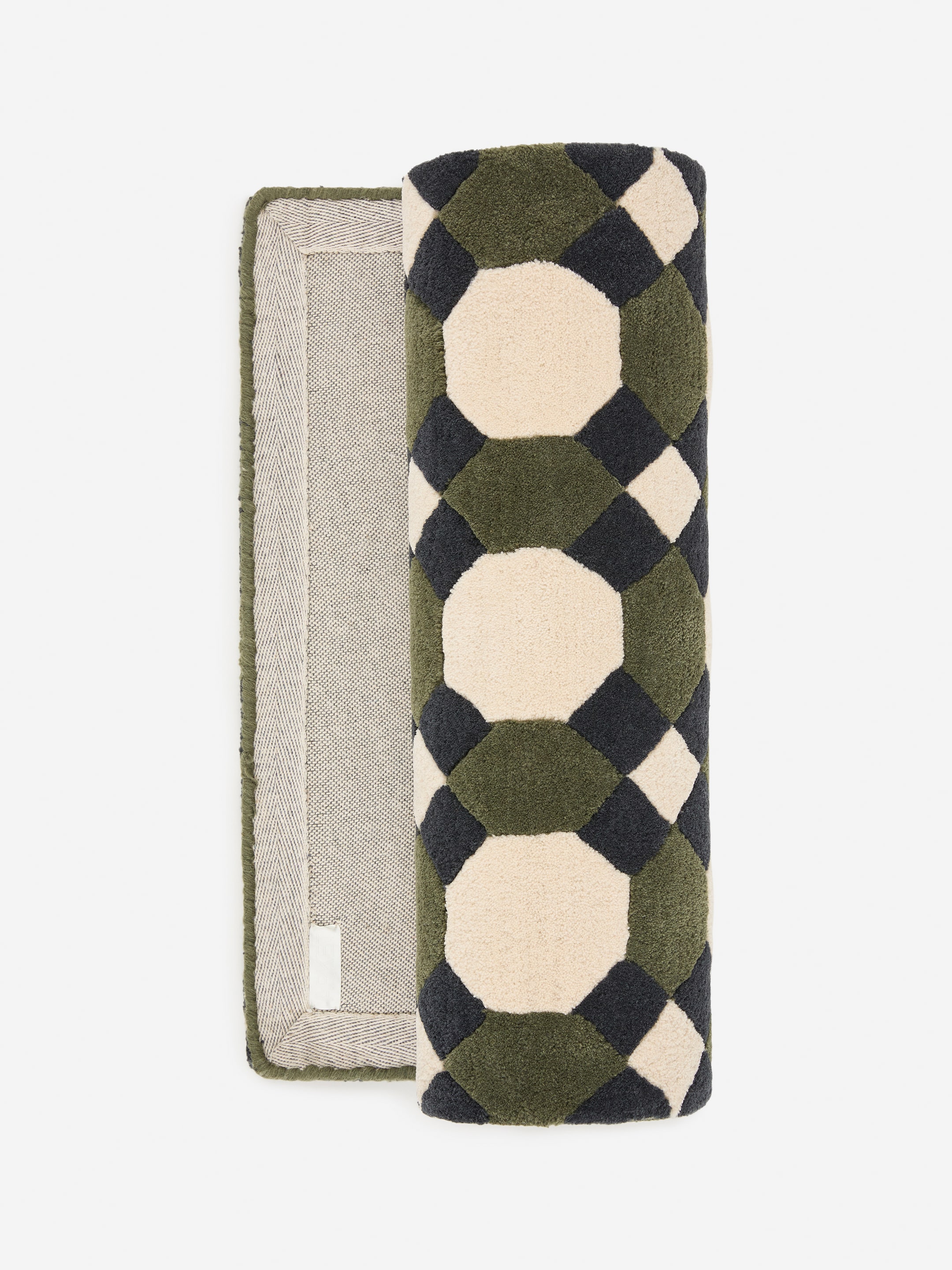 Tufted Wool Hallway Rug - Green/Black - homeware - StillMedia/DescriptiveDetail - 1
