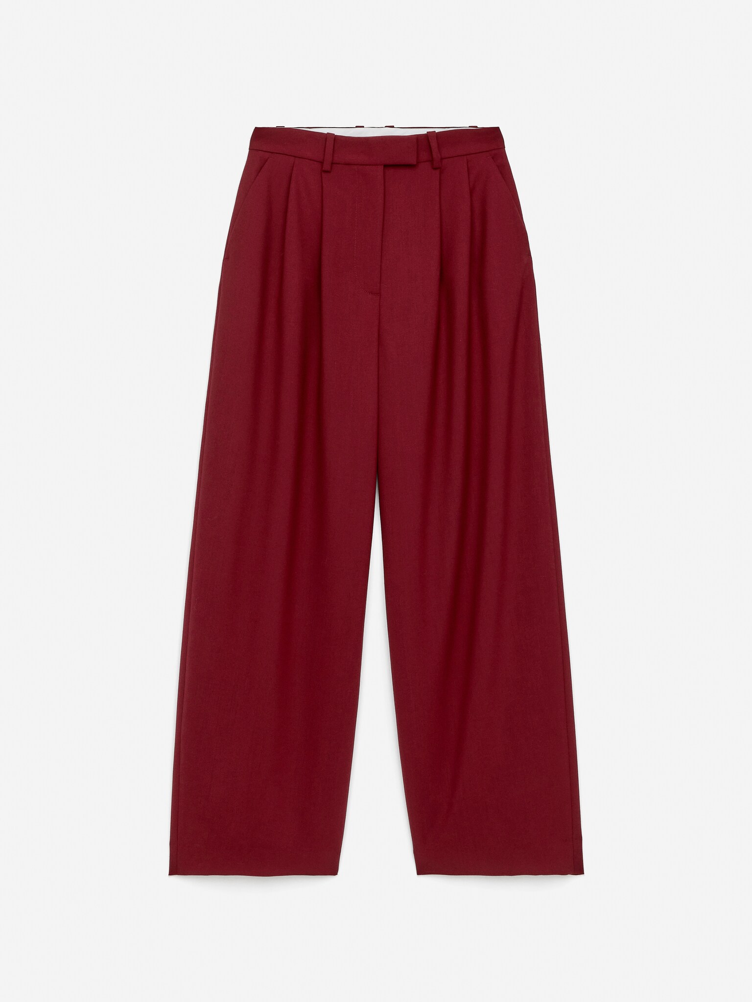 Pantalon plissé en laine - Rouge foncé - 2