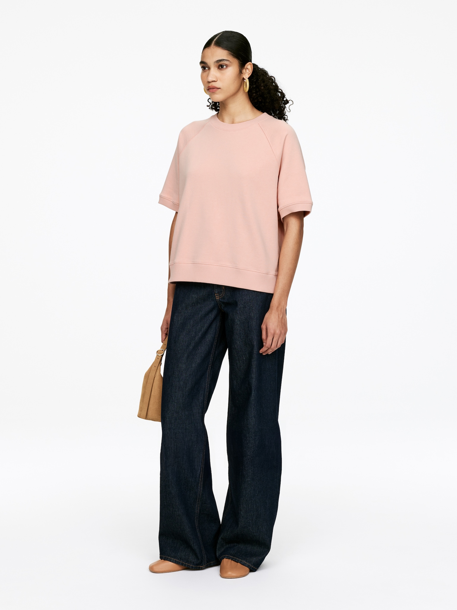 French Terry Sweatshirt - Soft Pink/Off White/Blue/Grey Melange - 6