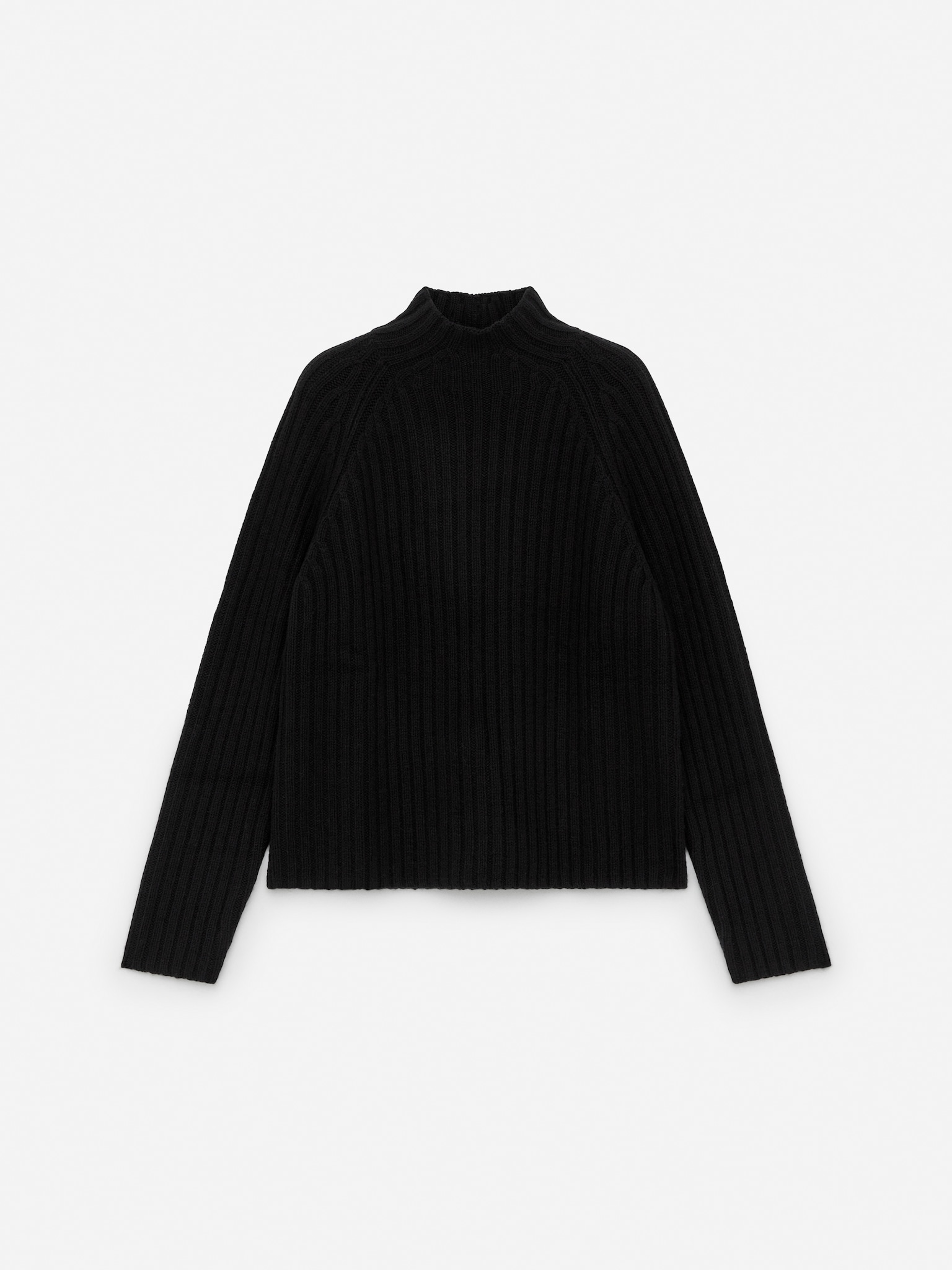 Rippstrickpullover - Schwarz