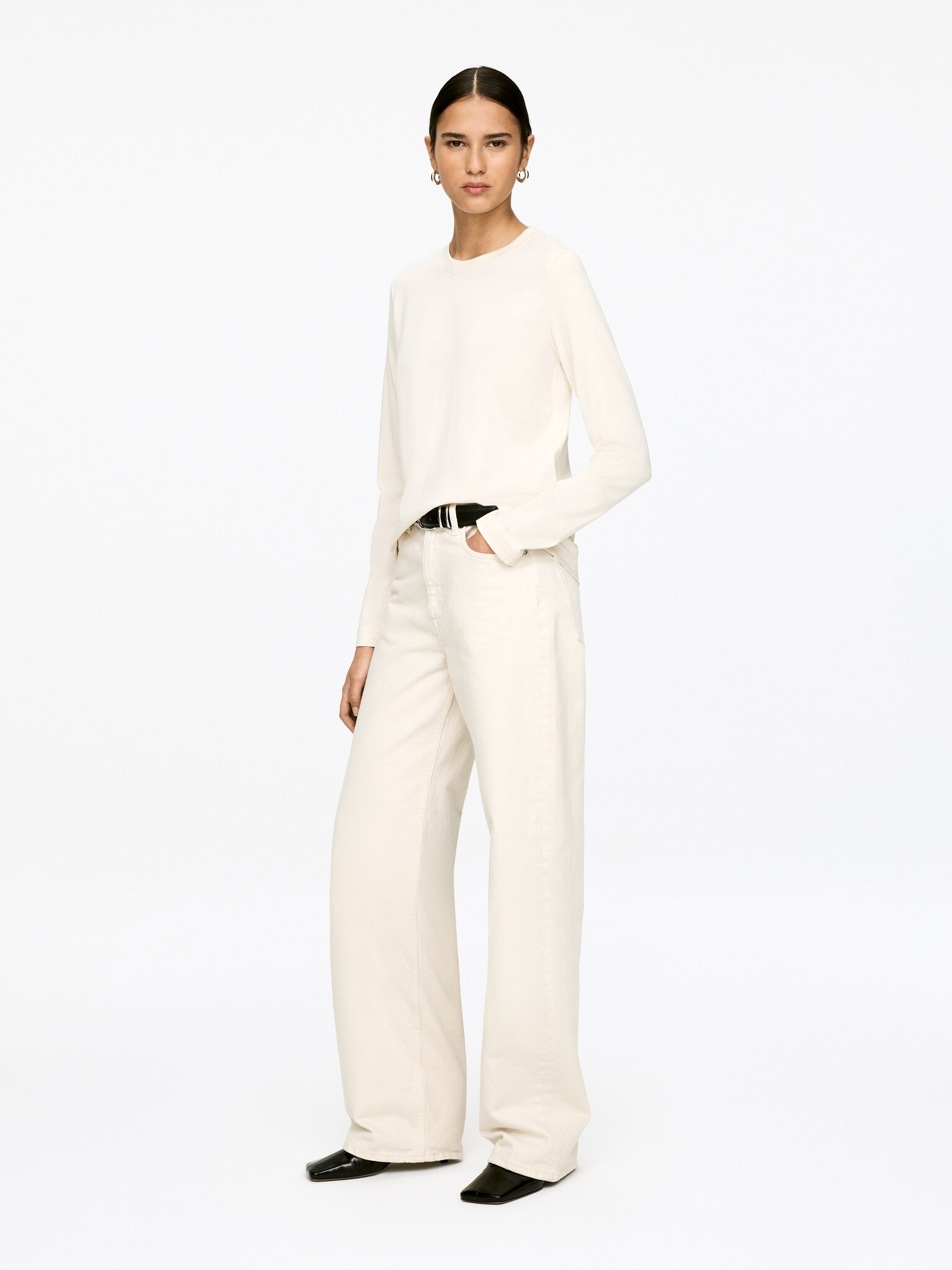 IRIS Charakteristisches Langarm-T-Shirt - Cremeweiß/Weiß/Knallblau/Weiß/Schwarz/Braun/Grau/Cremeweiß/Schwarz/Rosa/Cremeweiß/Rostrot - 3