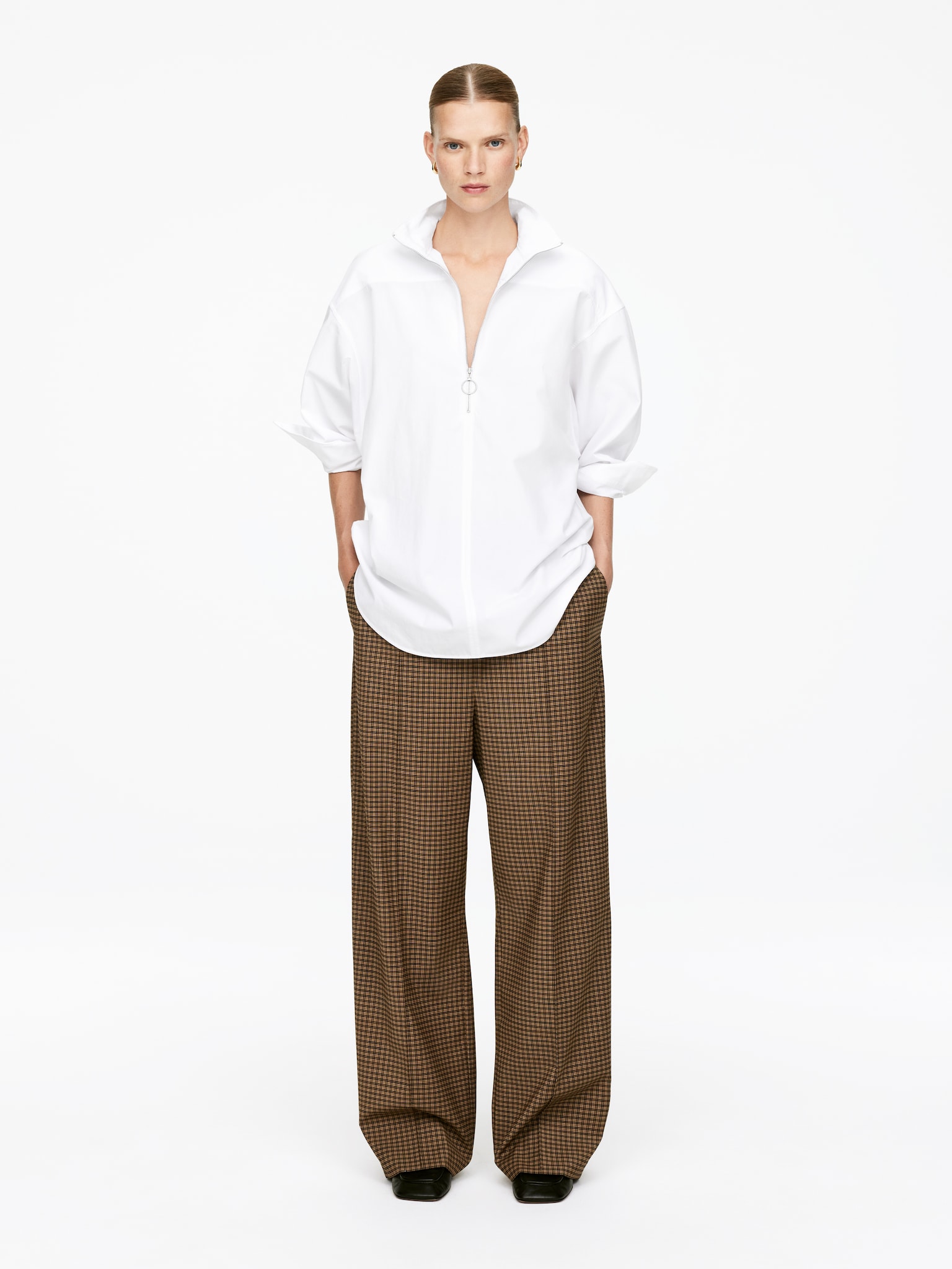 Elastic Waist Trousers - Brown